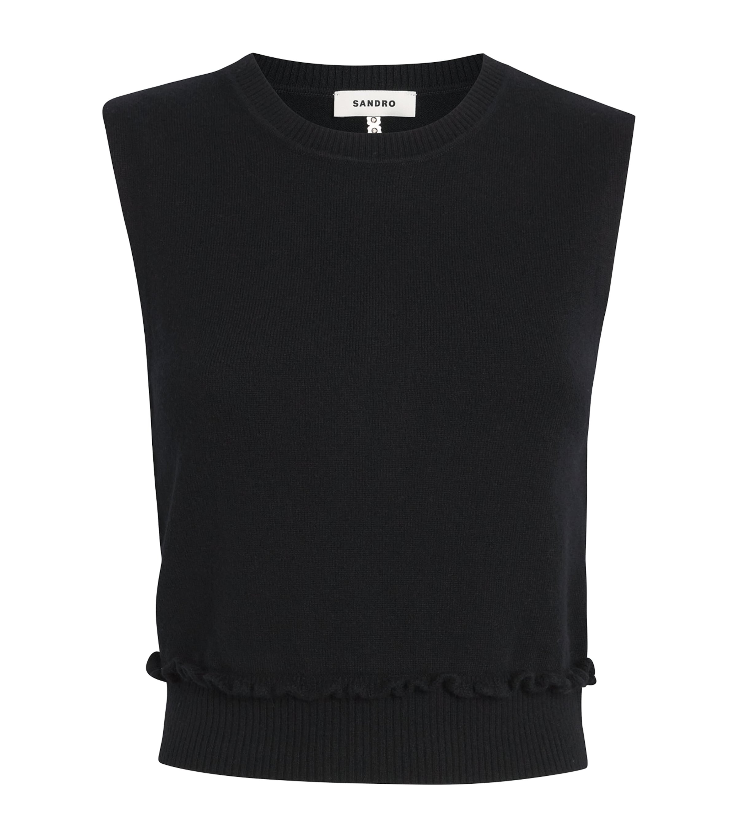 Sandro Ruffle-trim Sweater Vest In Black