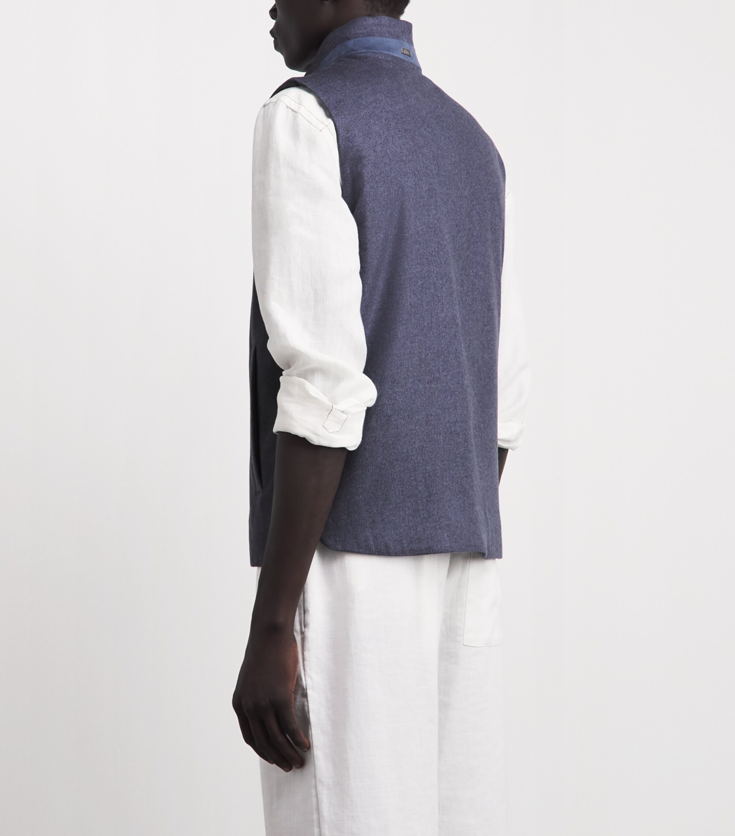 Herno Mens Silk-Cashmere Gilet Azzurro Denim Image 5
