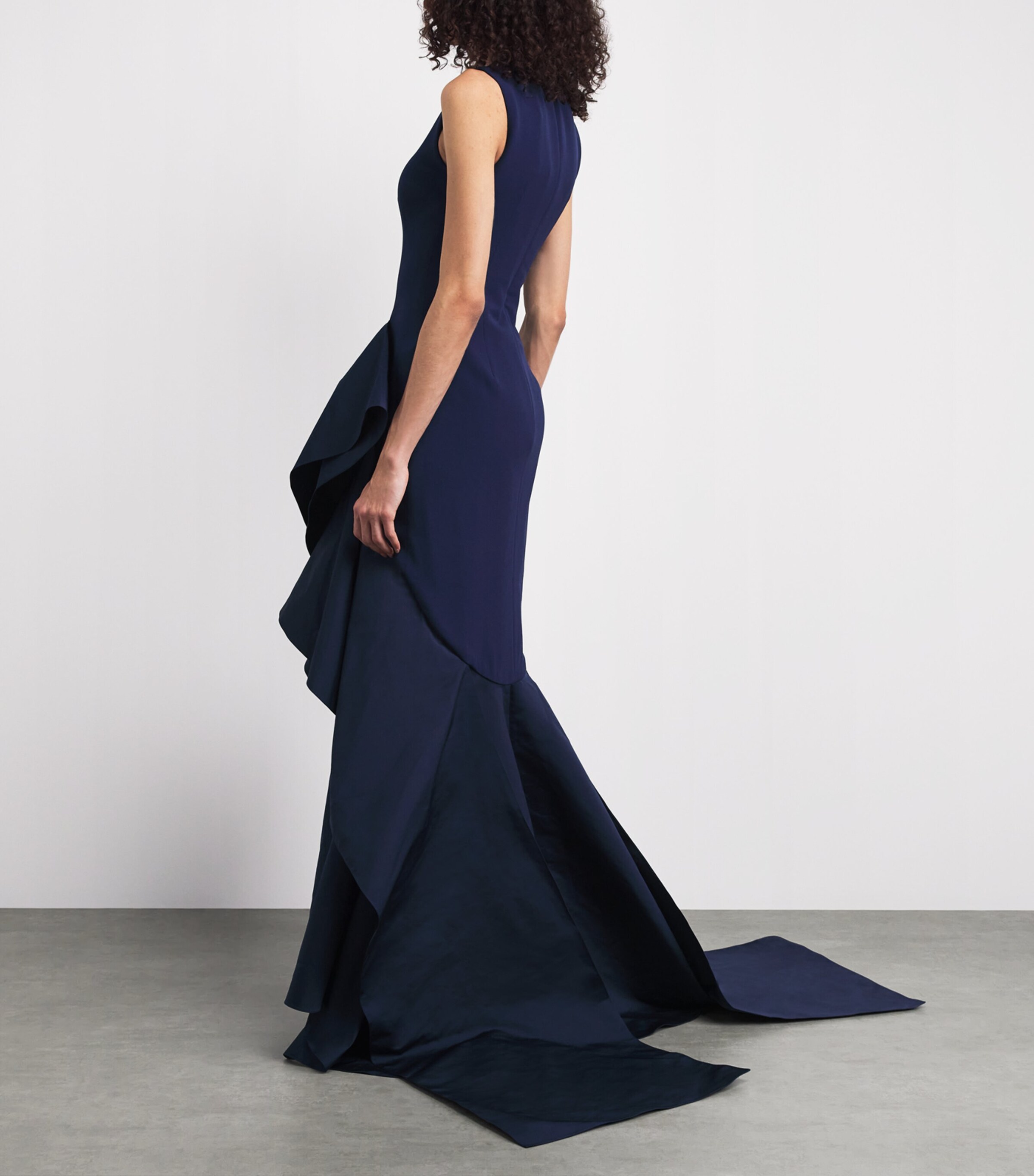 Safiyaa Womens Ruffle Cons Gown Navy Image 4