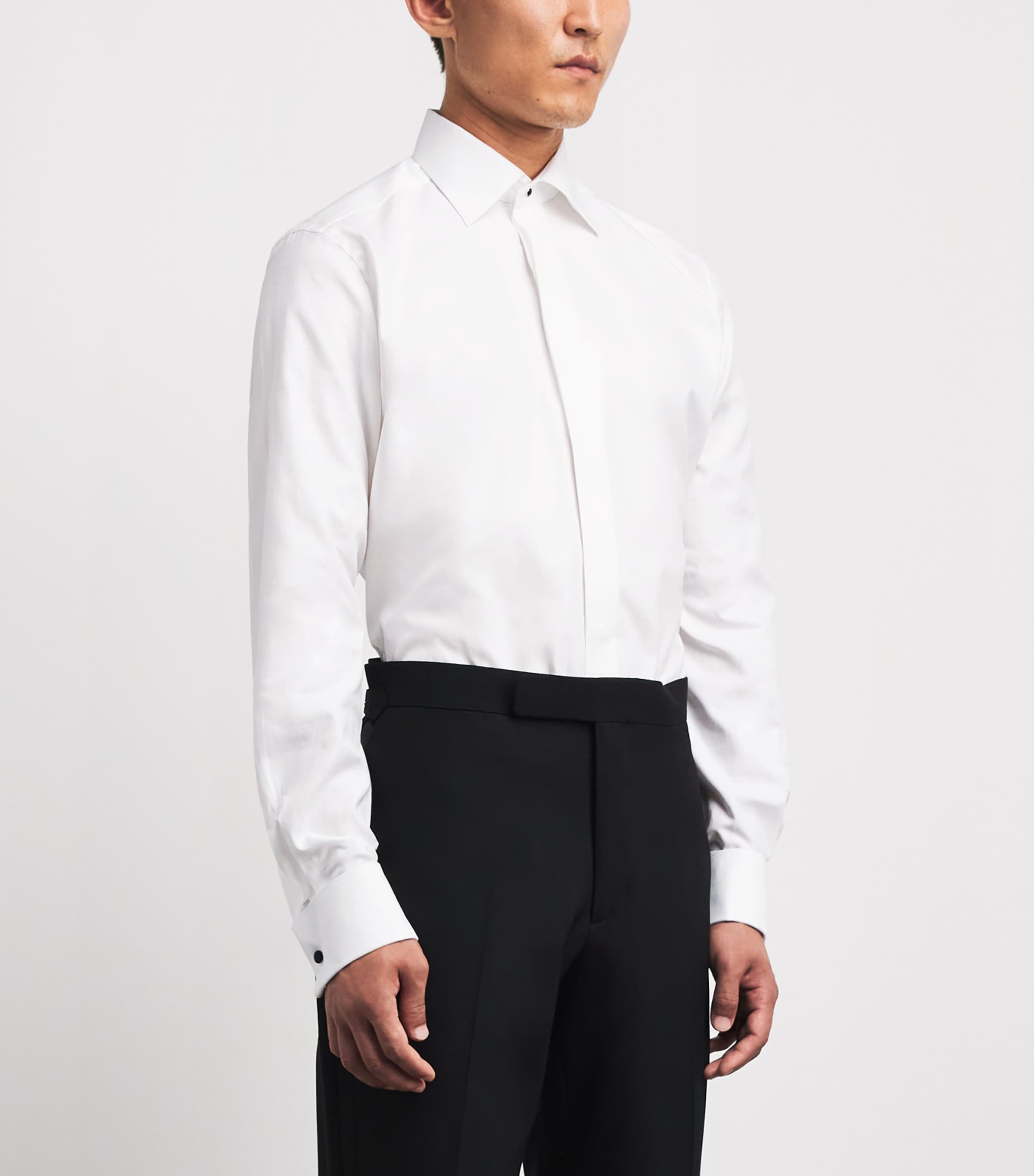 Eton Mens Cotton Hidden Placket Contemporary-Fit Shirt White Image 4