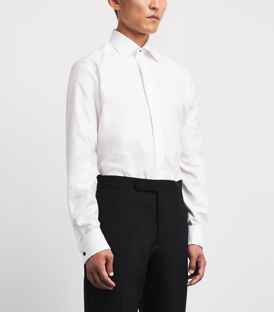Eton Mens Cotton Hidden Placket Contemporary-Fit Shirt White Image 4