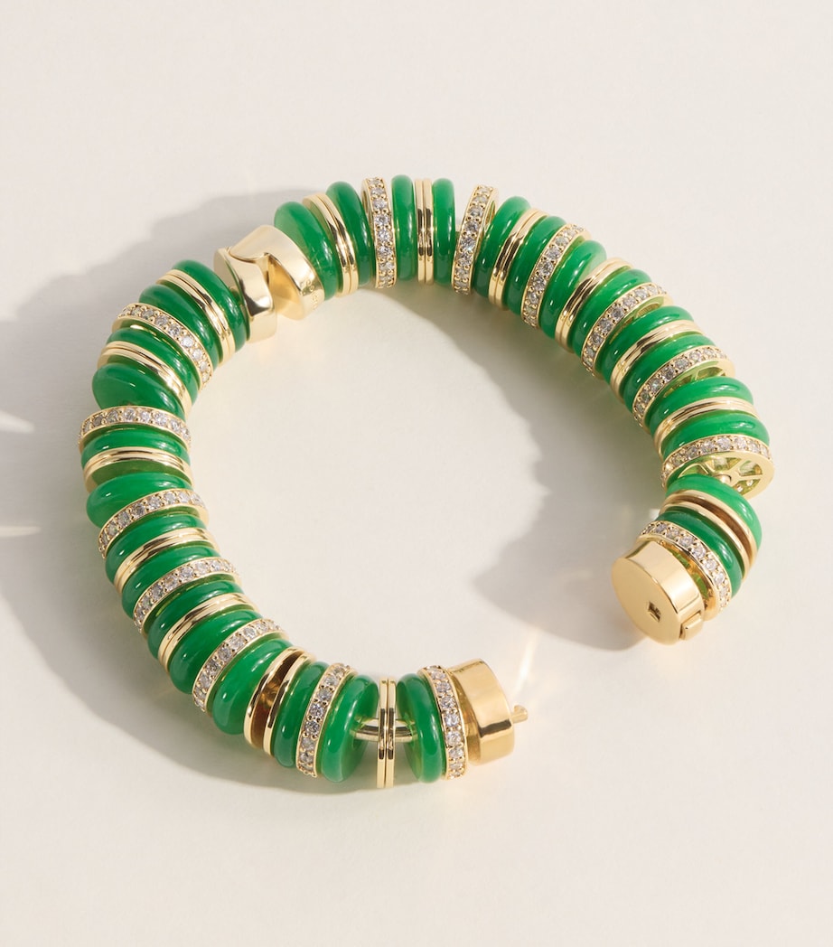 Eddie Borgo Gold-Plated Jade, Malachite and Pavé Crystal Lenox Bracelet Malachite/new Jade Image 3