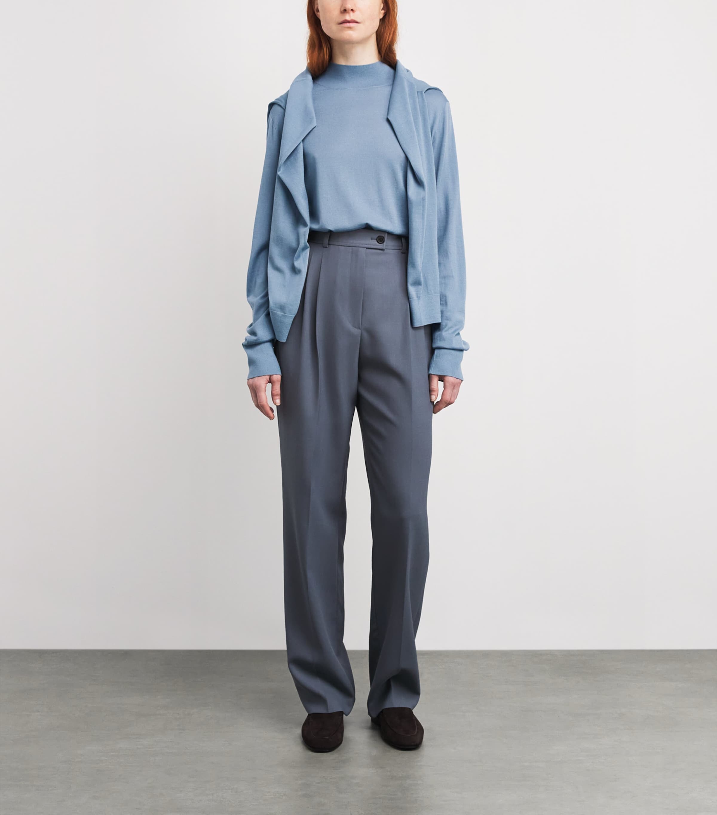 The Row Womens Nari Sheep Wool Sweater Azure Grey Image 2