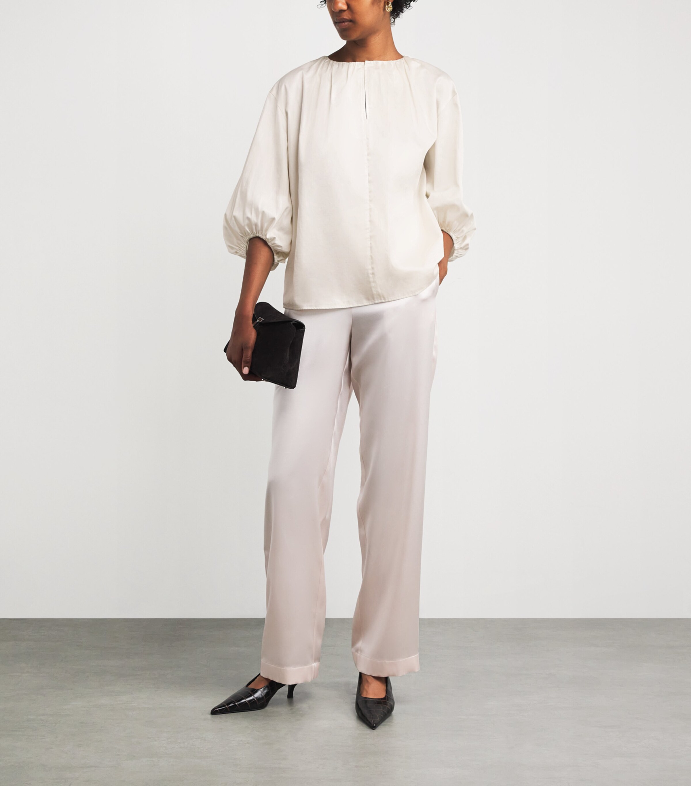 Joseph Womens Cotton Sateen Godin Blouse Ivory Image 2