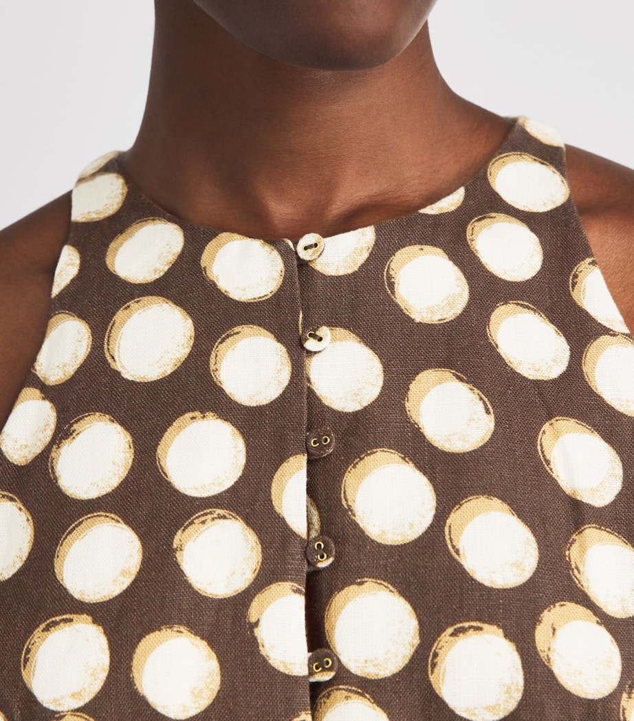 ALEMAIS Womens Linen Paula Midi Dress Chocolate Image 5