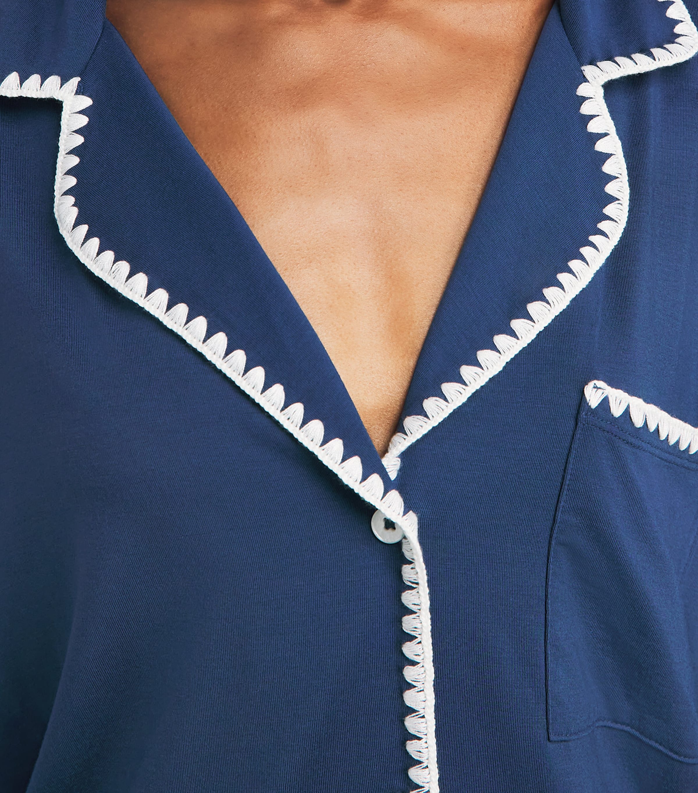 Eberjey Womens Long-Sleeve Frida Pyjama Set Navy/ivory Image 3