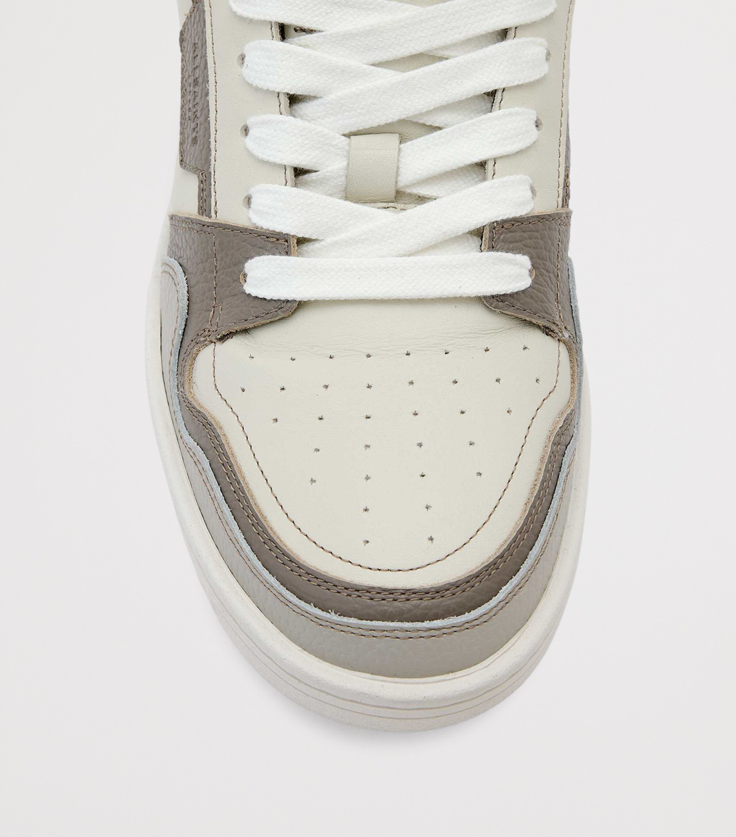 AllSaints Leather Regan Plus Low-Top Trainers Grey/off White Image 5