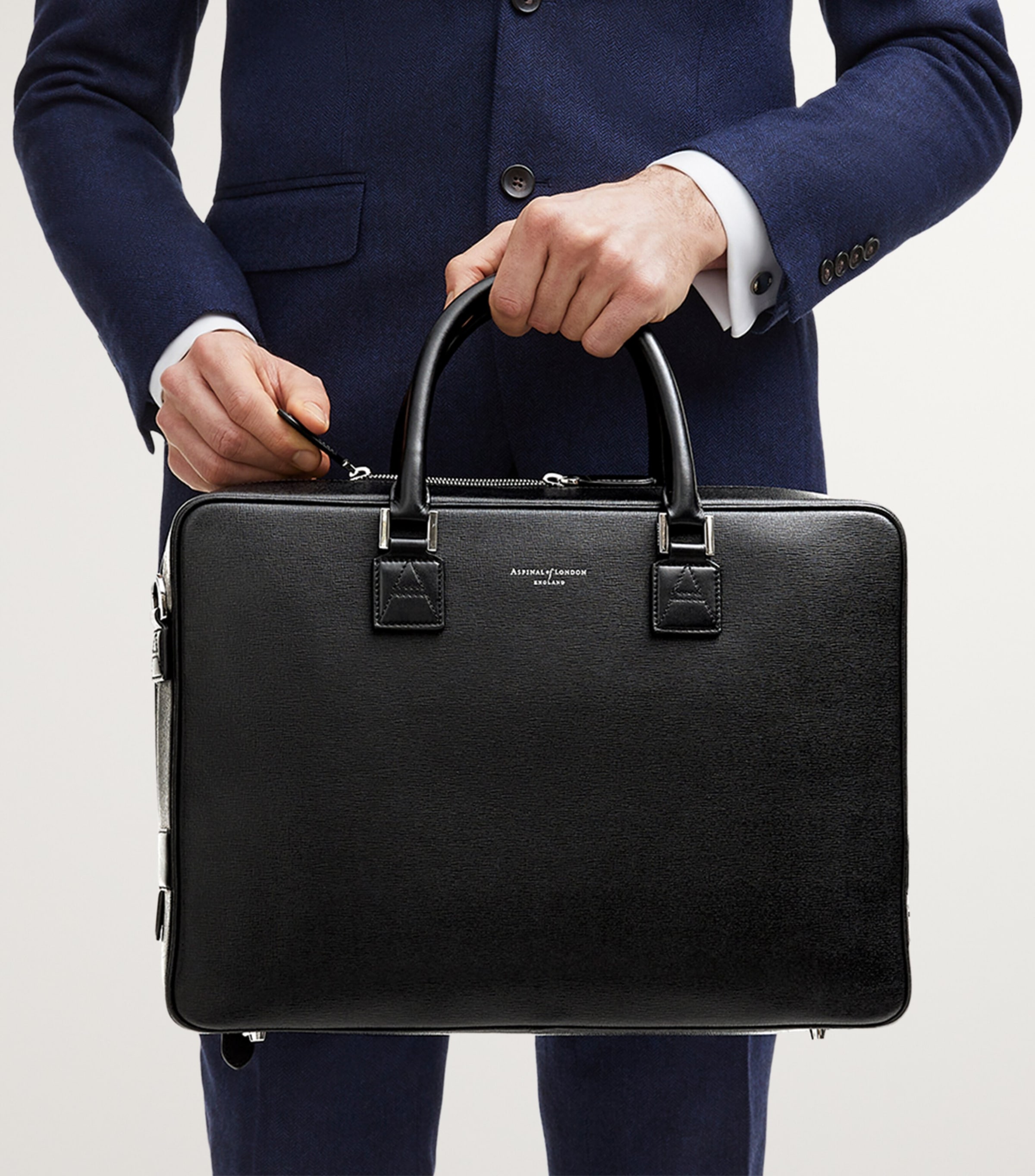 Leather Mount Street Briefcase Bag BLACK Image 6