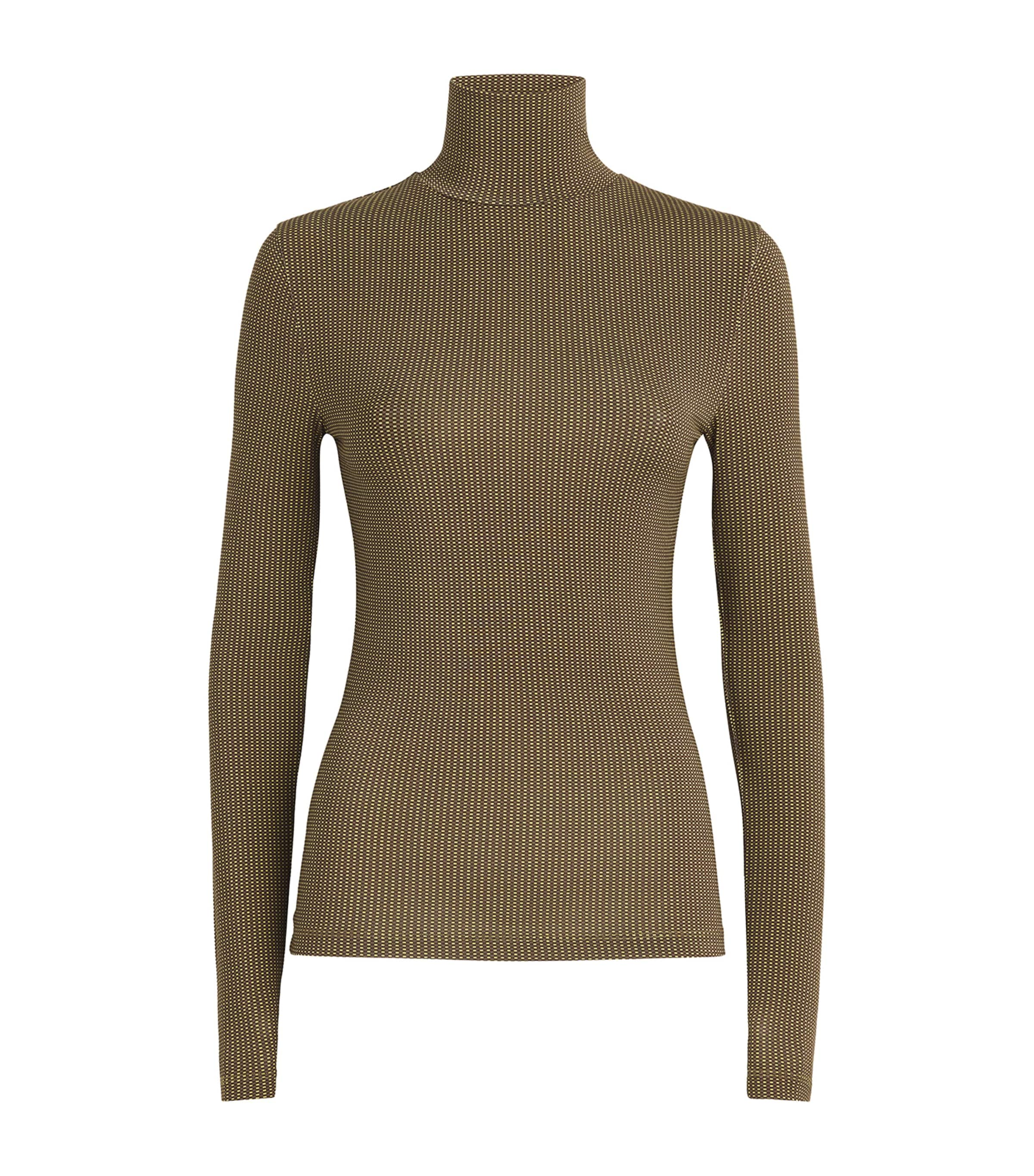 Claudie Pierlot Check Funnel-neck Top In Yellow