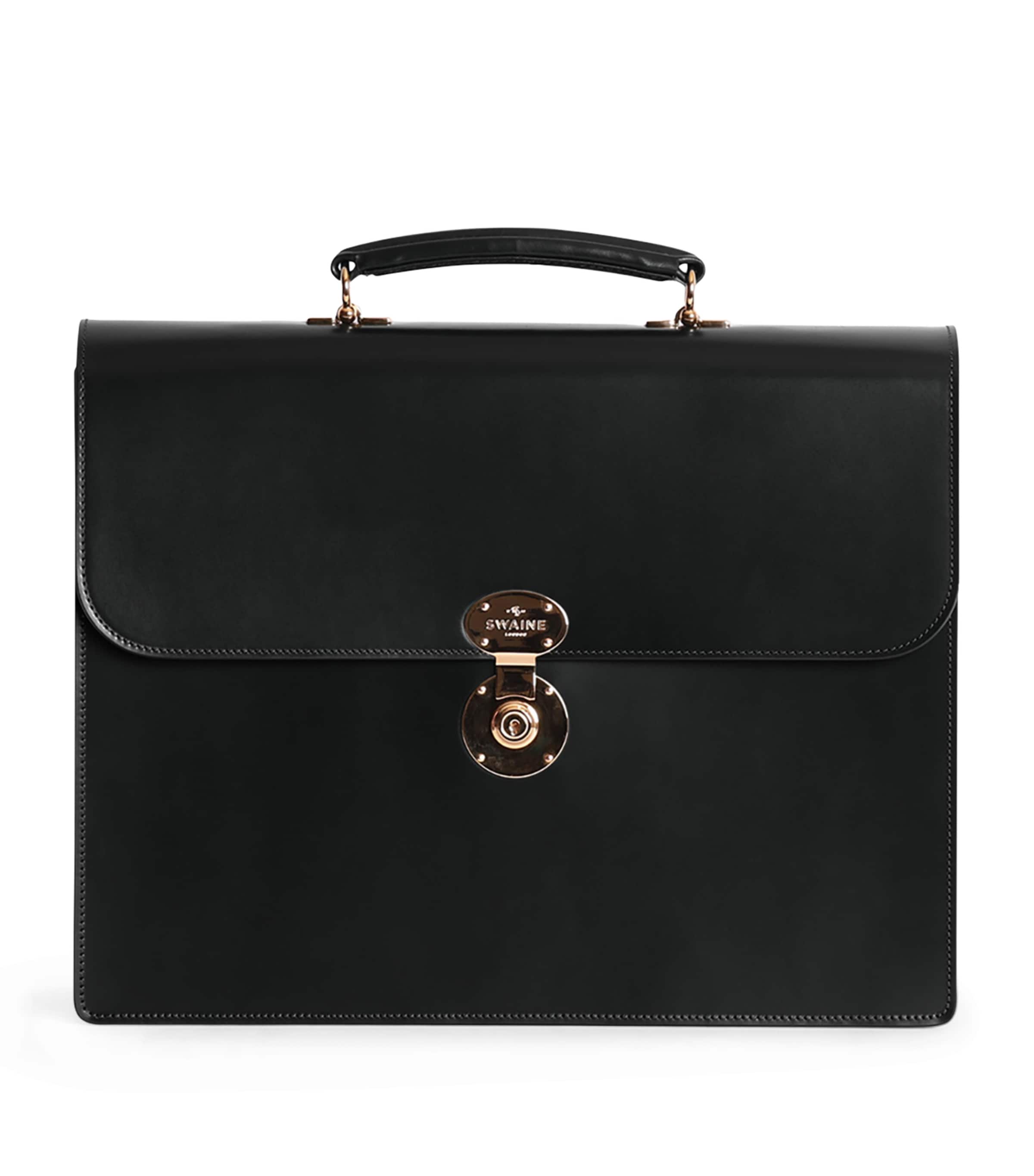 Swaine Leather President Briefcase In Black