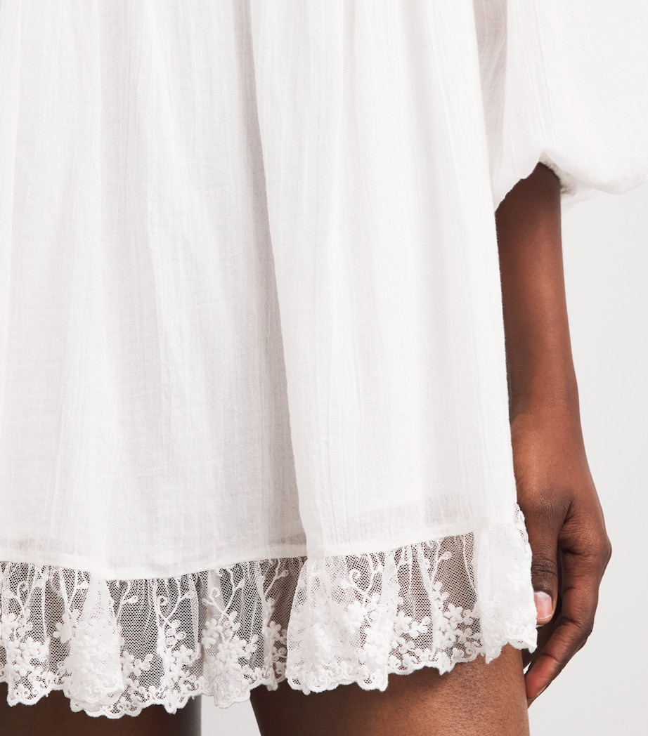 Rixo Womens Cotton Embroidered Inez Mini Dress Lilly Embr Ivory Image 5