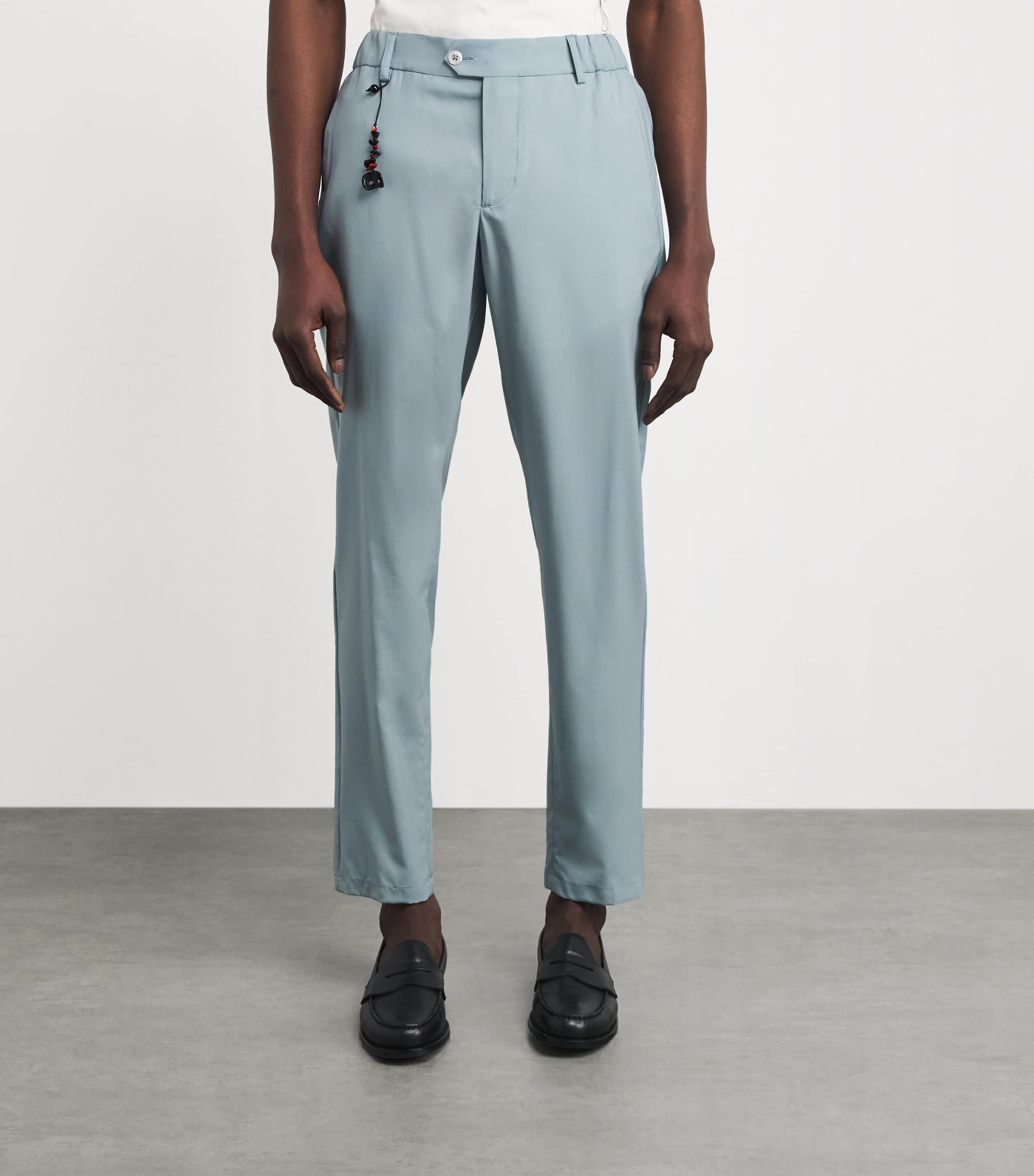 Marco Pescarolo Mens Wool-Silk Trousers Light Blu Image 4