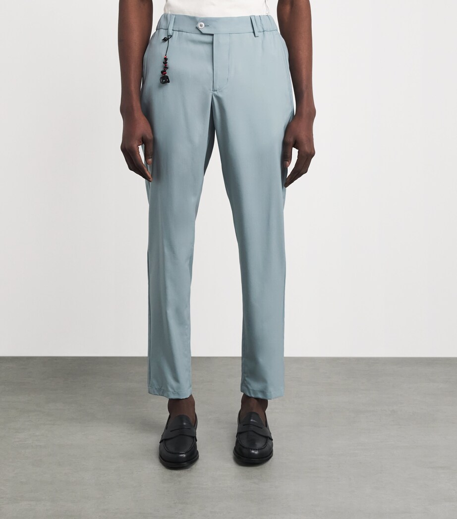 Marco Pescarolo Mens Wool-Silk Trousers Light Blu Image 4