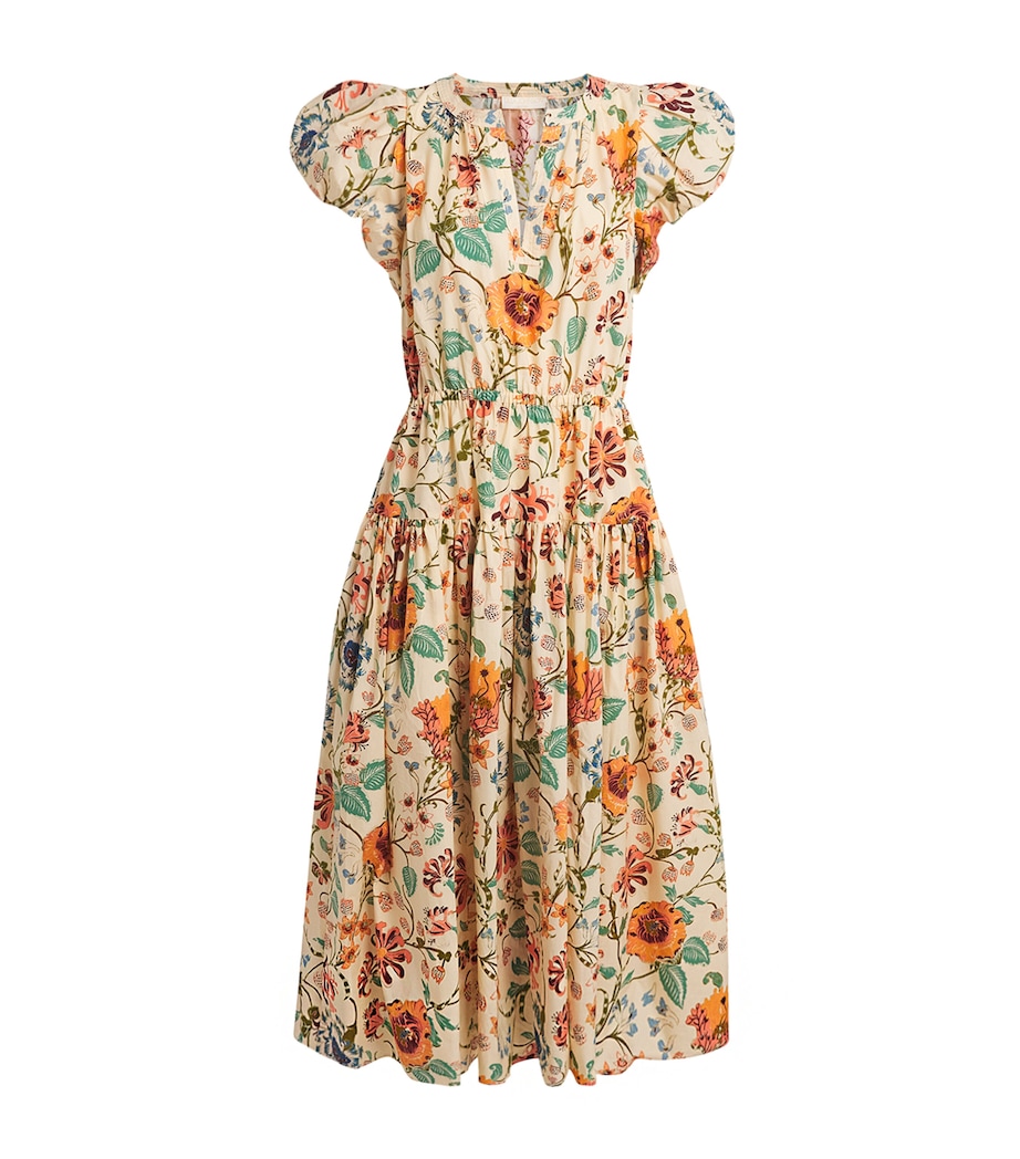 Ulla Johnson Womens Cotton Floral Marin Midi Dress Abalone Image 1