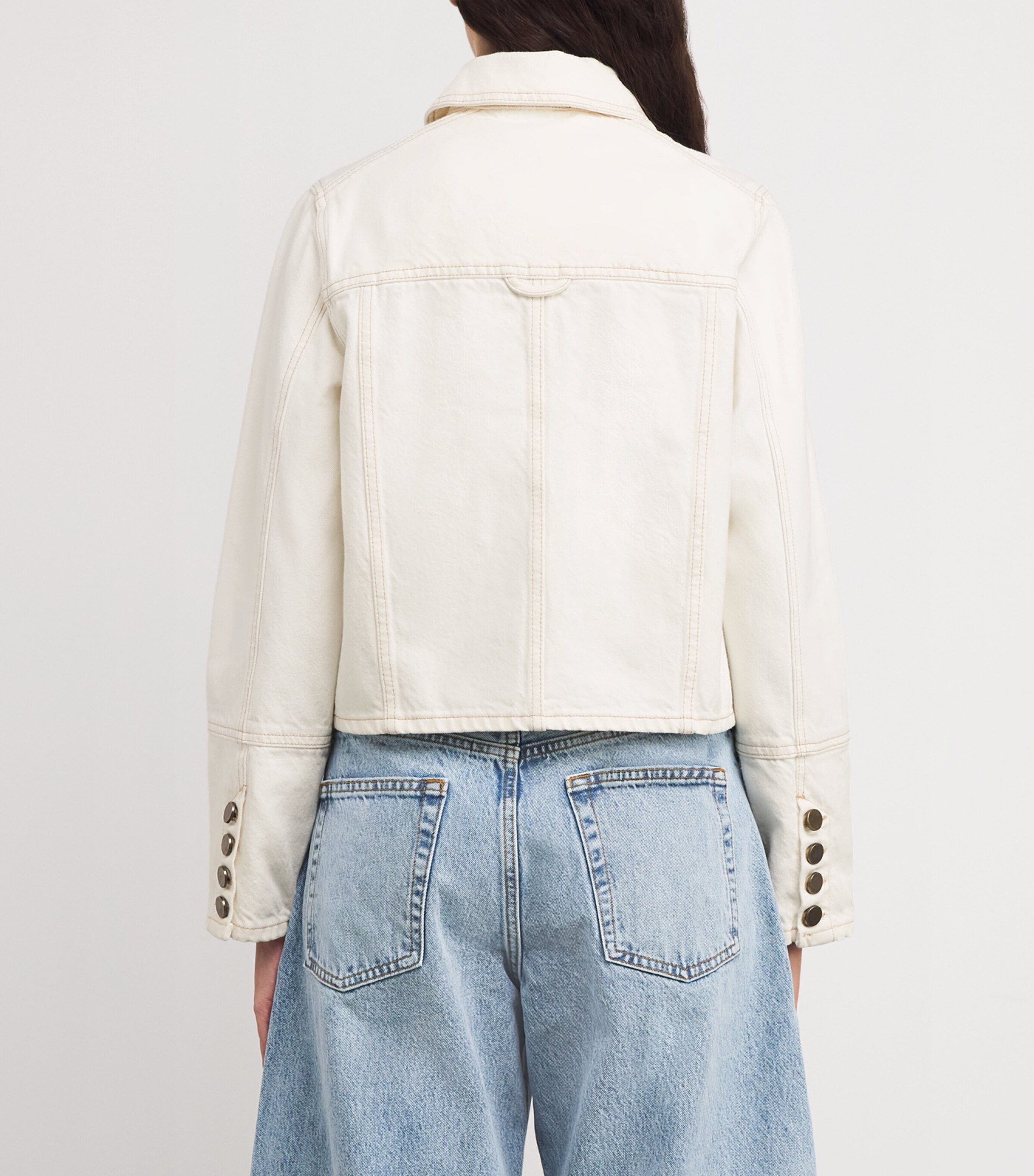 Contrast-Stitch Denim Jacket ECRU Image 4