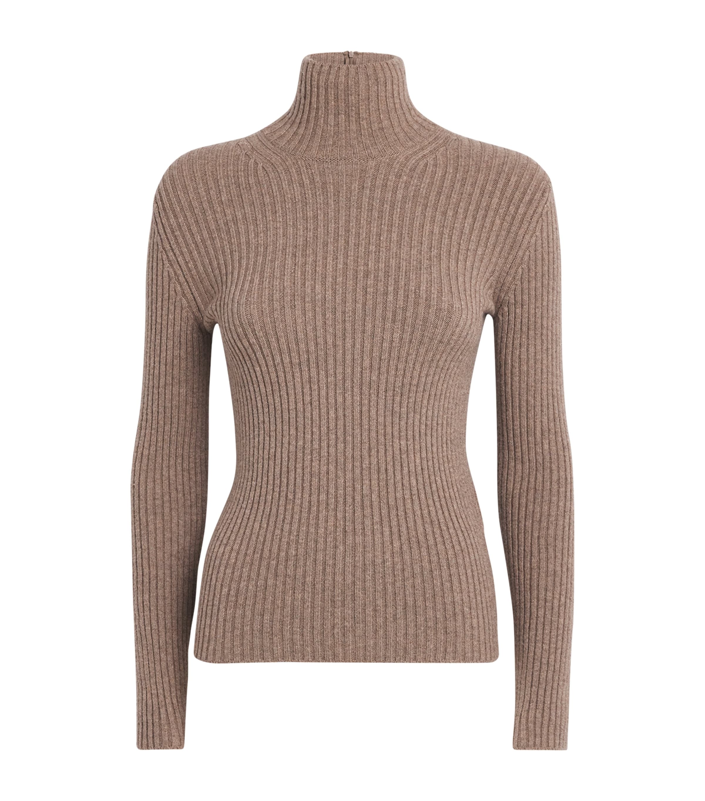 Wool-Blend Ribbed High-Neck Sweater HAZELNUT BROWN Image 1