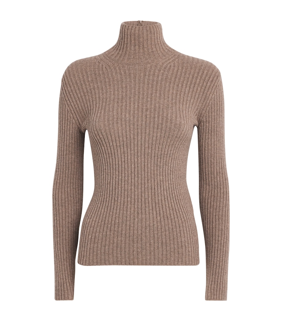 Wool-Blend Ribbed High-Neck Sweater HAZELNUT BROWN Image 1