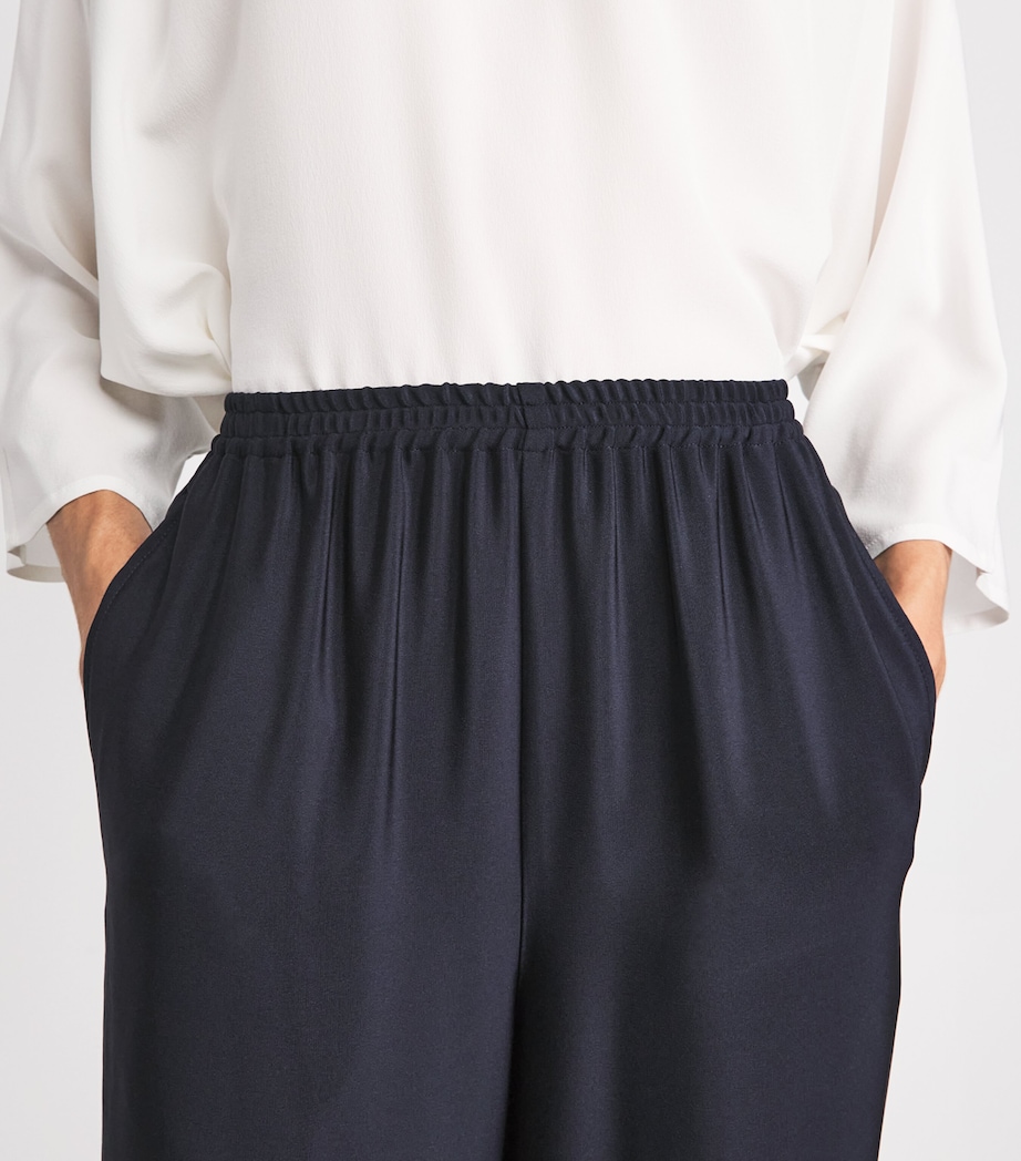 Eskandar Womens Silk Flared Trousers Midnight Image 3