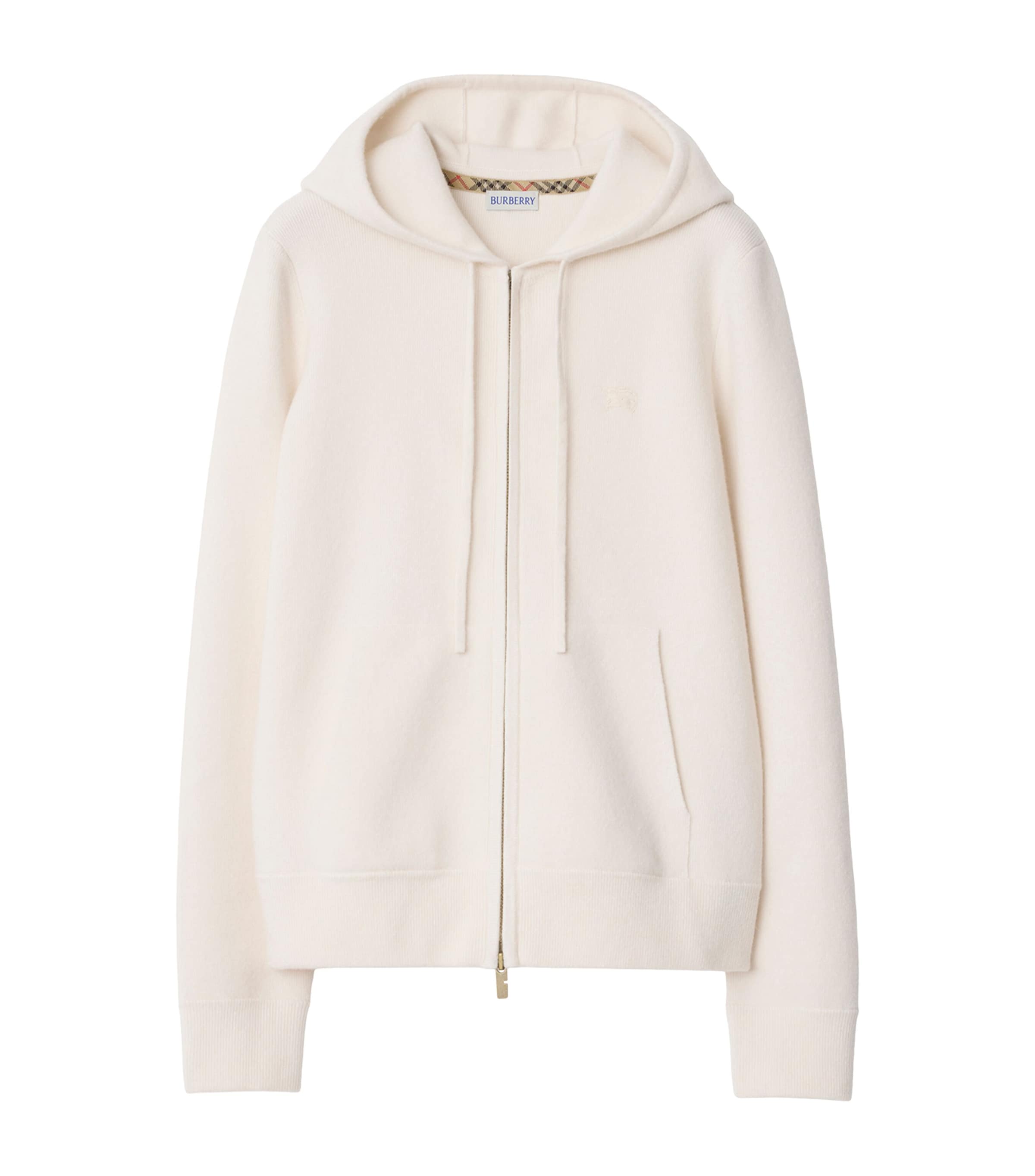 Burberry Cashmere-blend Zip-up Hoodie In Neutral