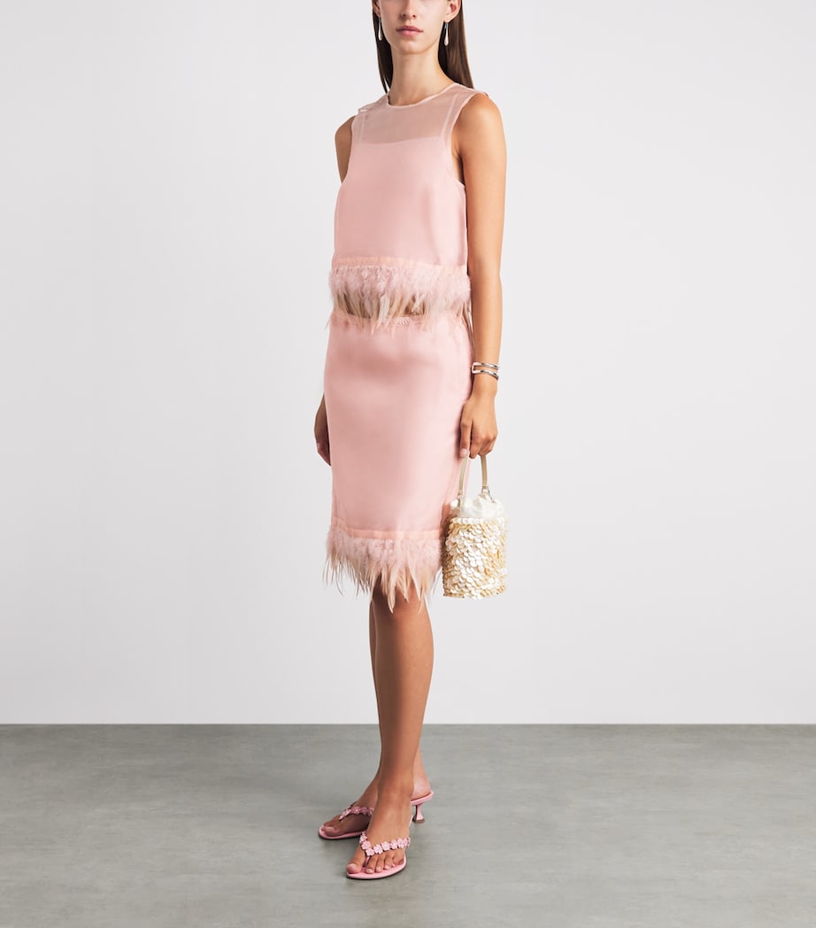 STAUD Womens Silk Feather-Trim Lark Skirt Sdrs Sandrose Image 2