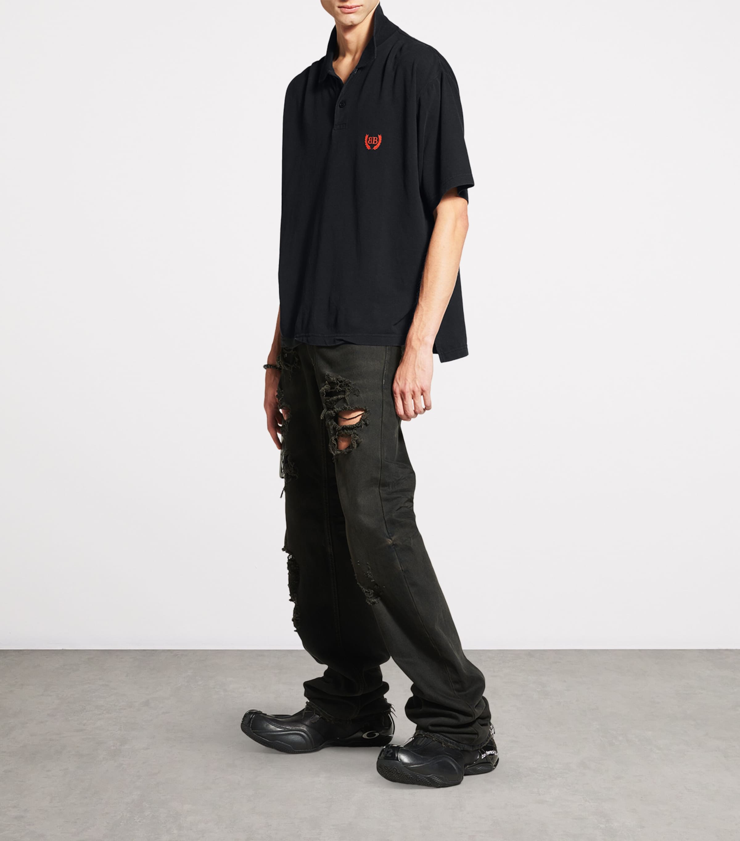 Balenciaga Black Laurel Classic Polo Shirt | Harrods US