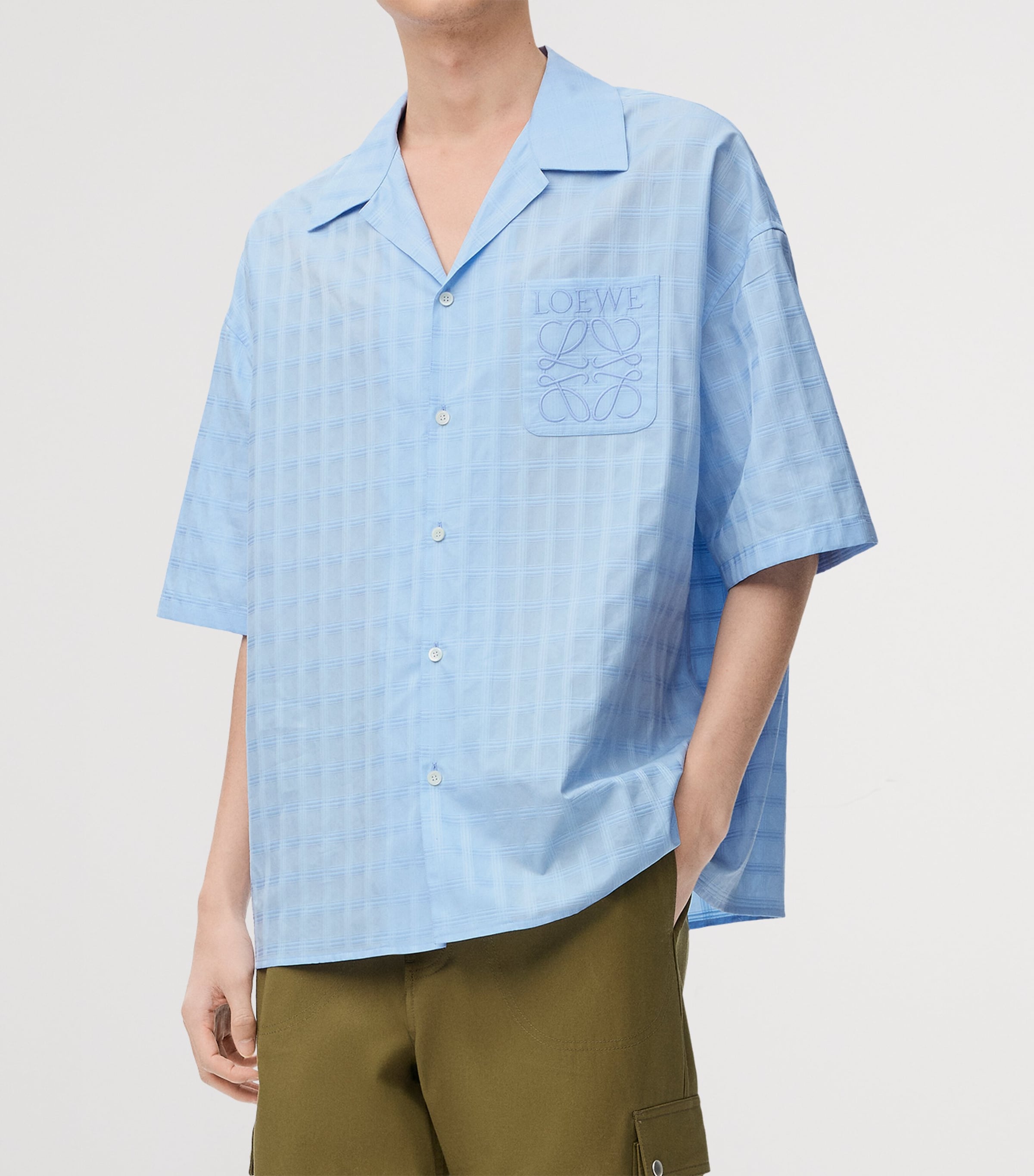 LOEWE Blue Cotton-Blend Jacquard Anagram Shirt | Harrods UK