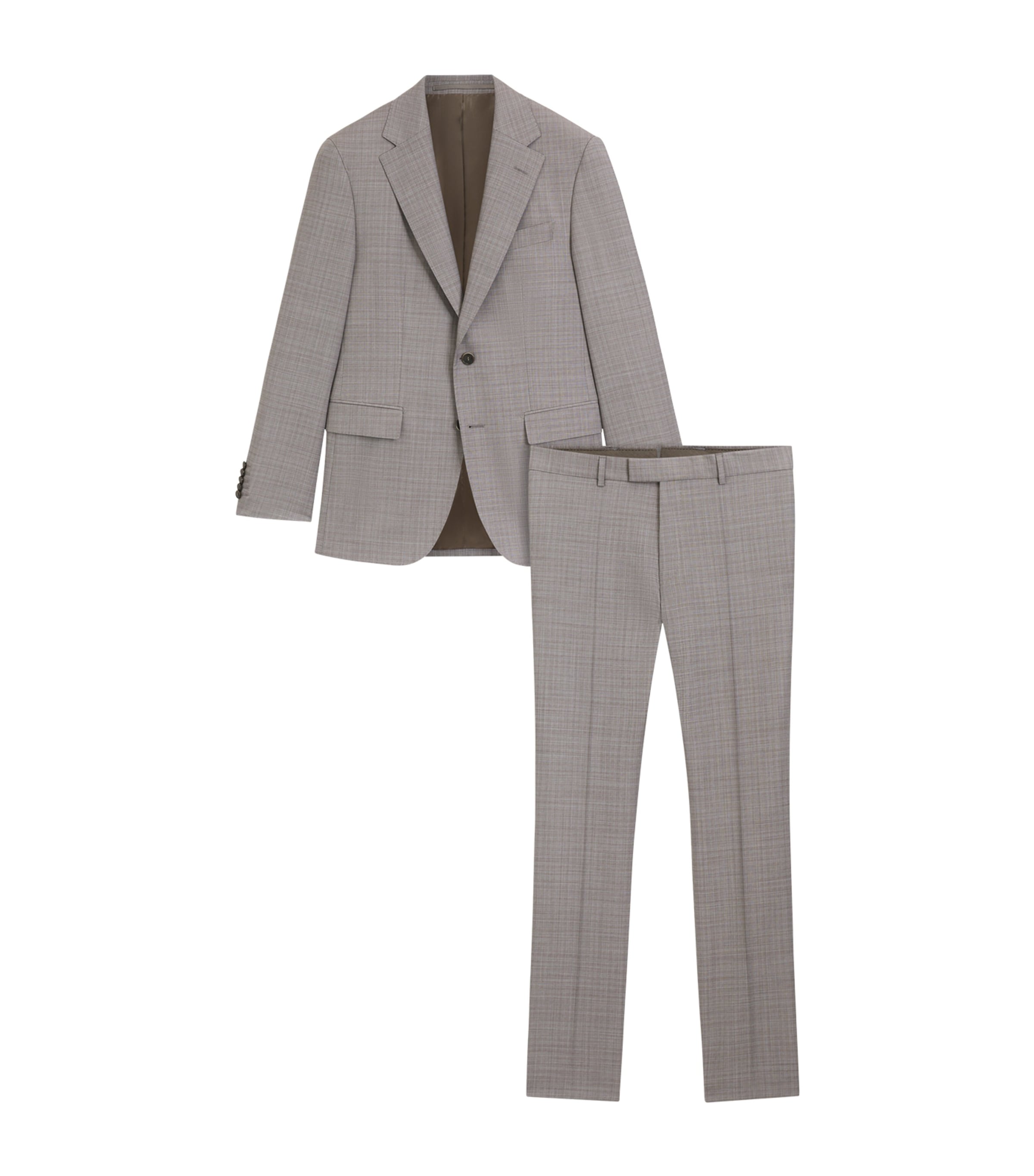 Hugo Boss Regular-fit Suit In Checked Wool In Gray