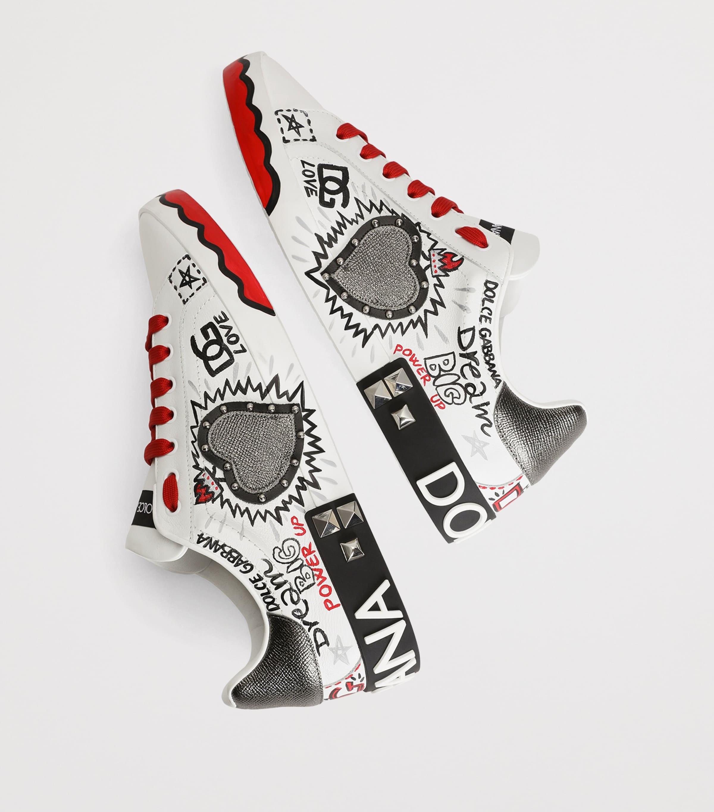 Dolce&Gabbana Leather Graffiti Low-Top Sneakers Scritte Corona Image 4