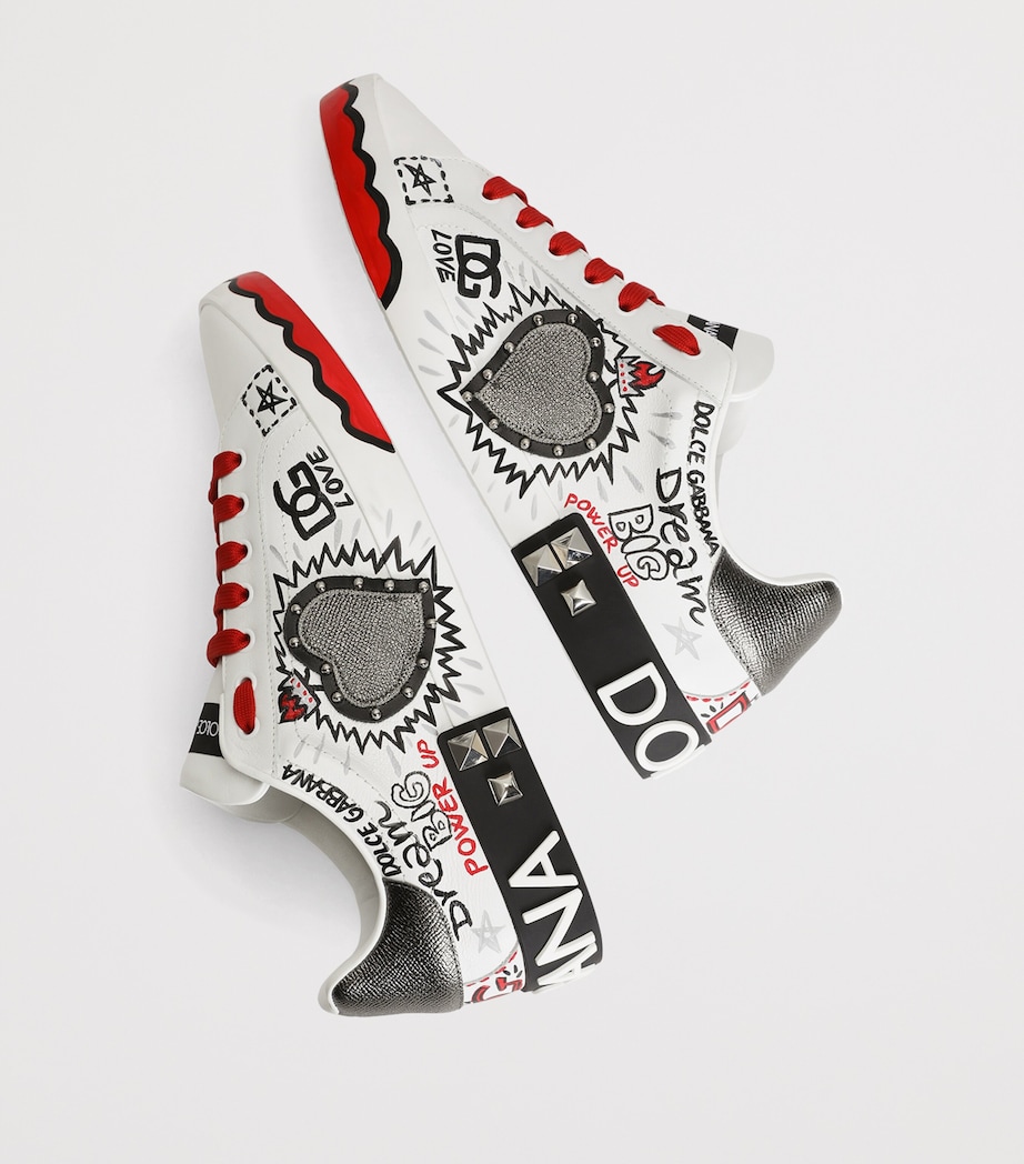 Dolce&Gabbana Leather Graffiti Low-Top Sneakers Scritte Corona Image 4