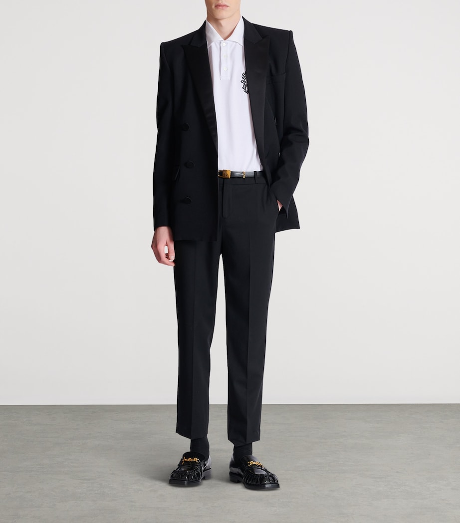 Cotton Crest Print Polo Shirt GAB BLANC/NOIR Image 7