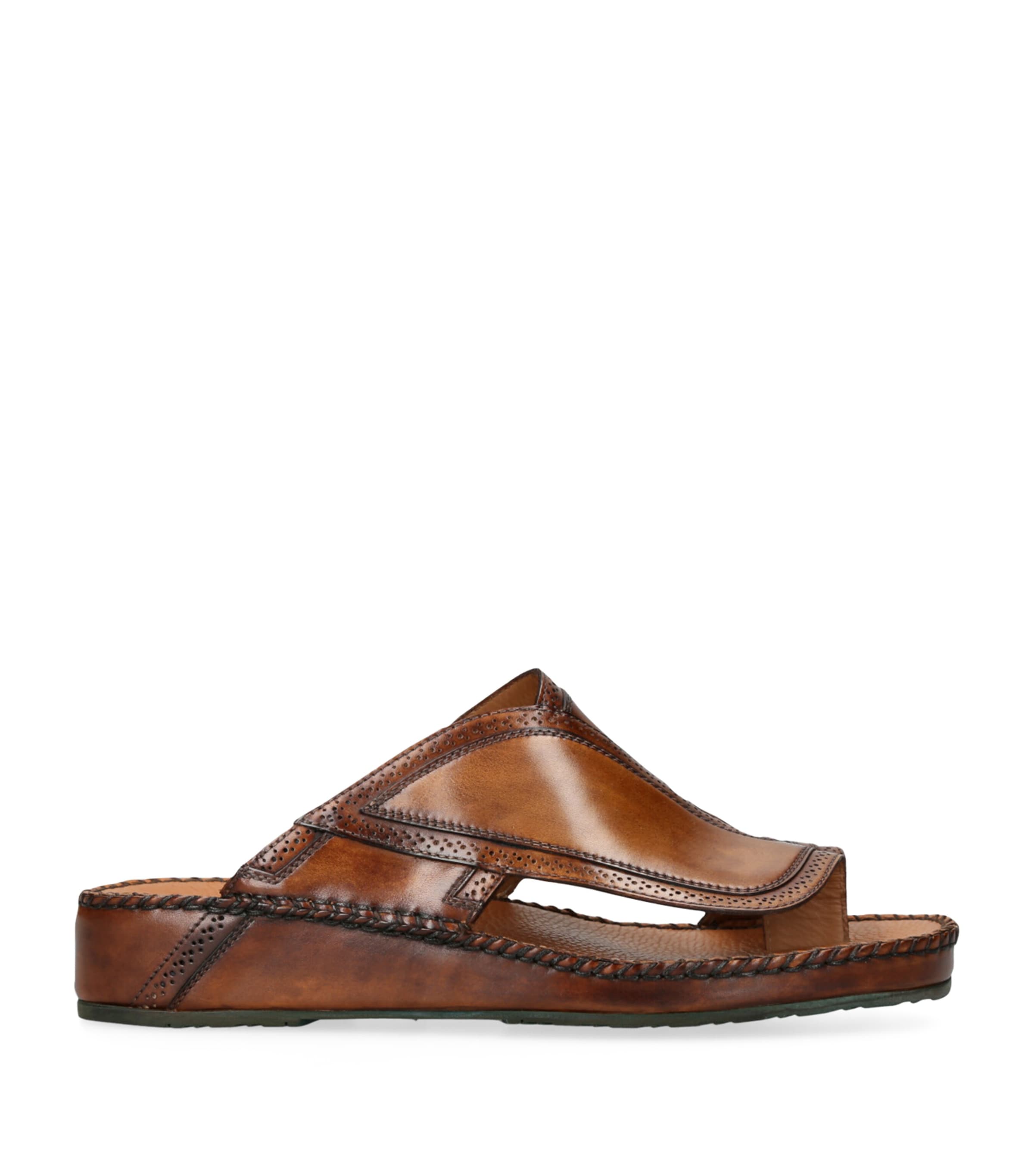 Brotini Leather Anticato Sandals In Brown