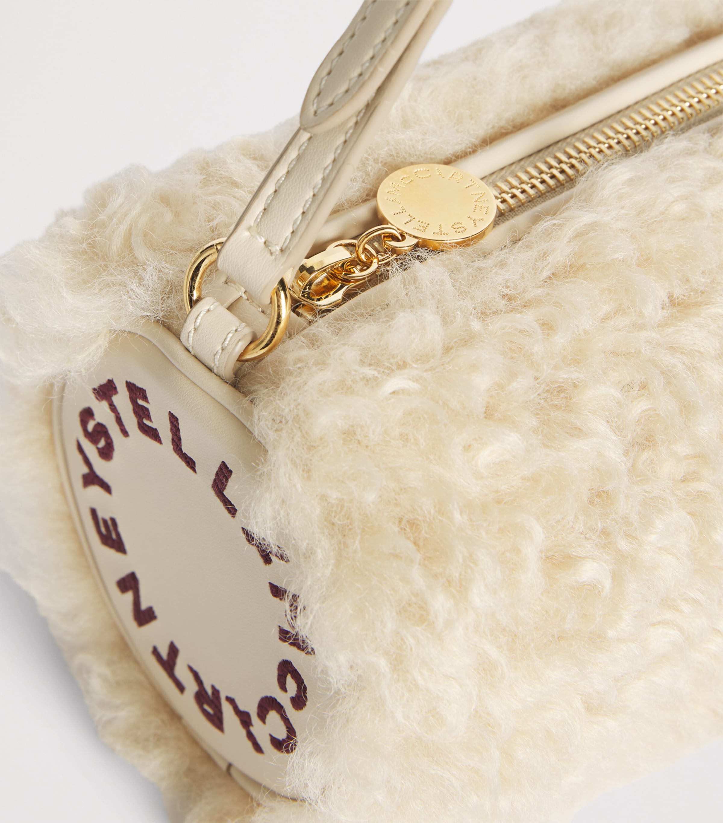 Stella McCartney Faux Shearling Logo Bracelet Shoulder Bag Oat Image 5