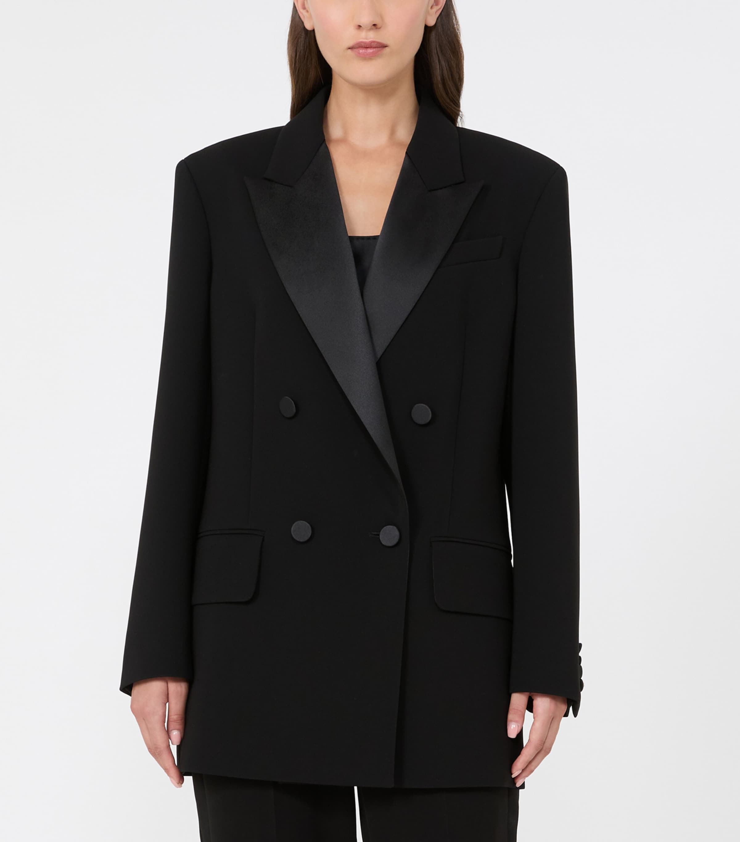 Max Mara Womens Satin-Lapel Blazer Black Image 3