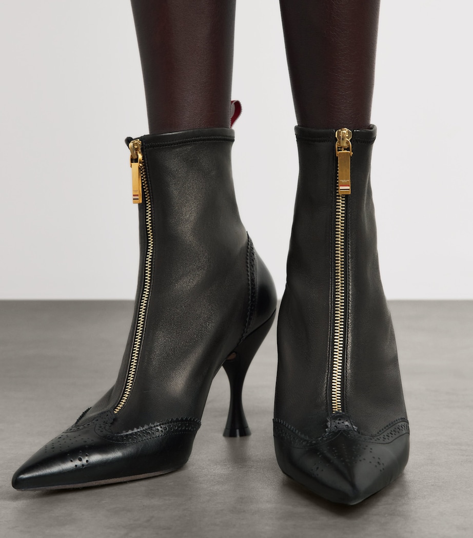 Thom Browne Leather Wingtip Ankle Boots 90 Black Image 4