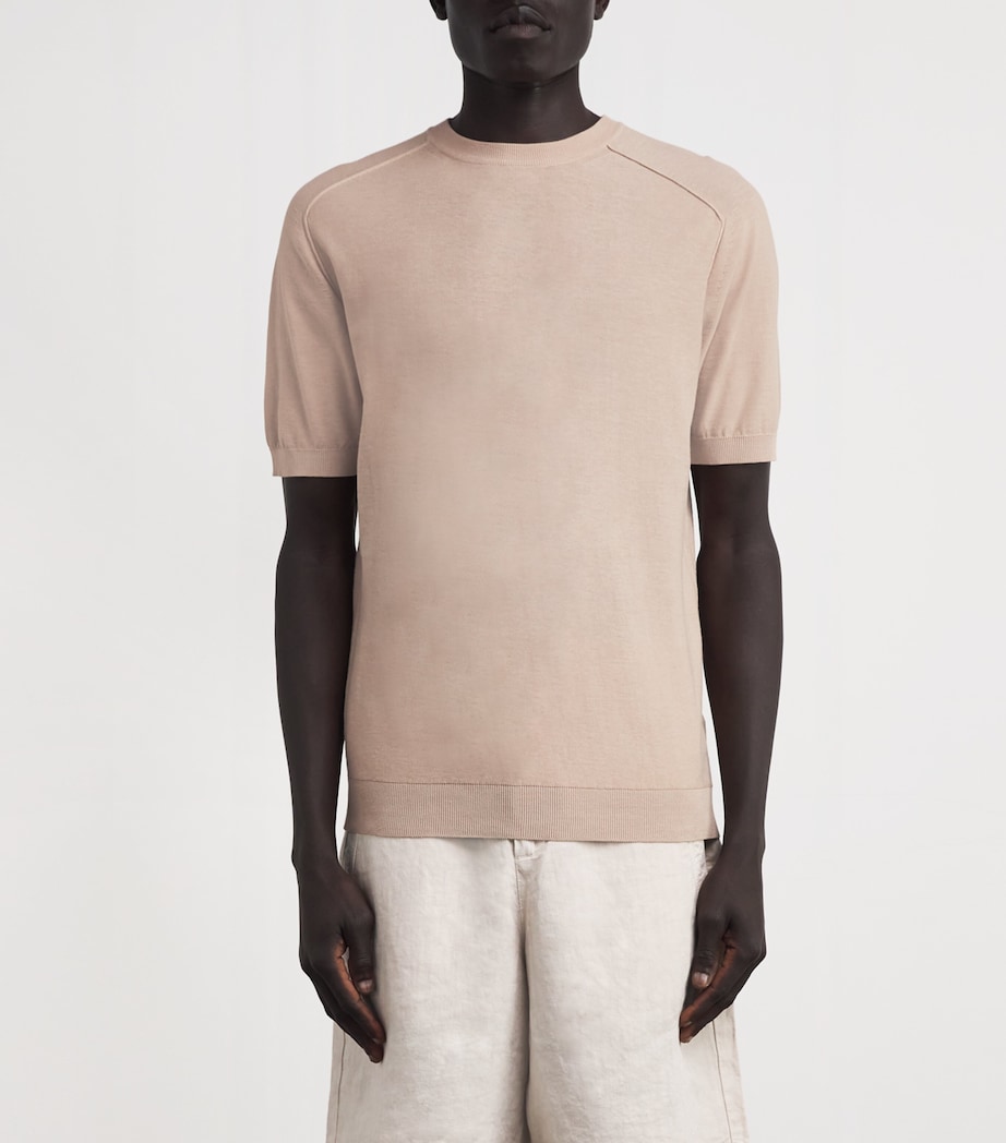 Cotton Knitted T-Shirt CAMMELLO Image 3