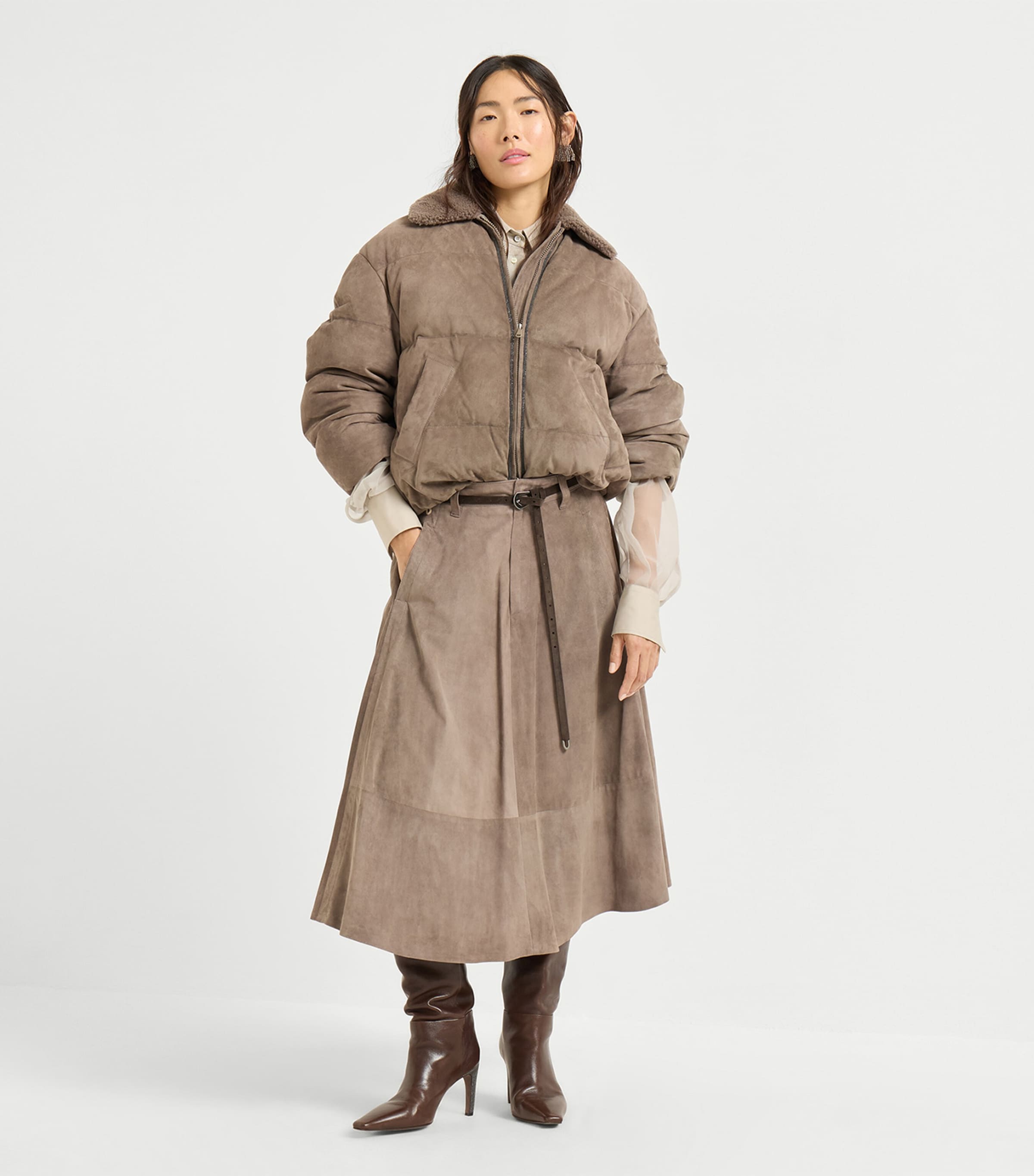 Suede Down Puffer Jacket C1099 Image 4