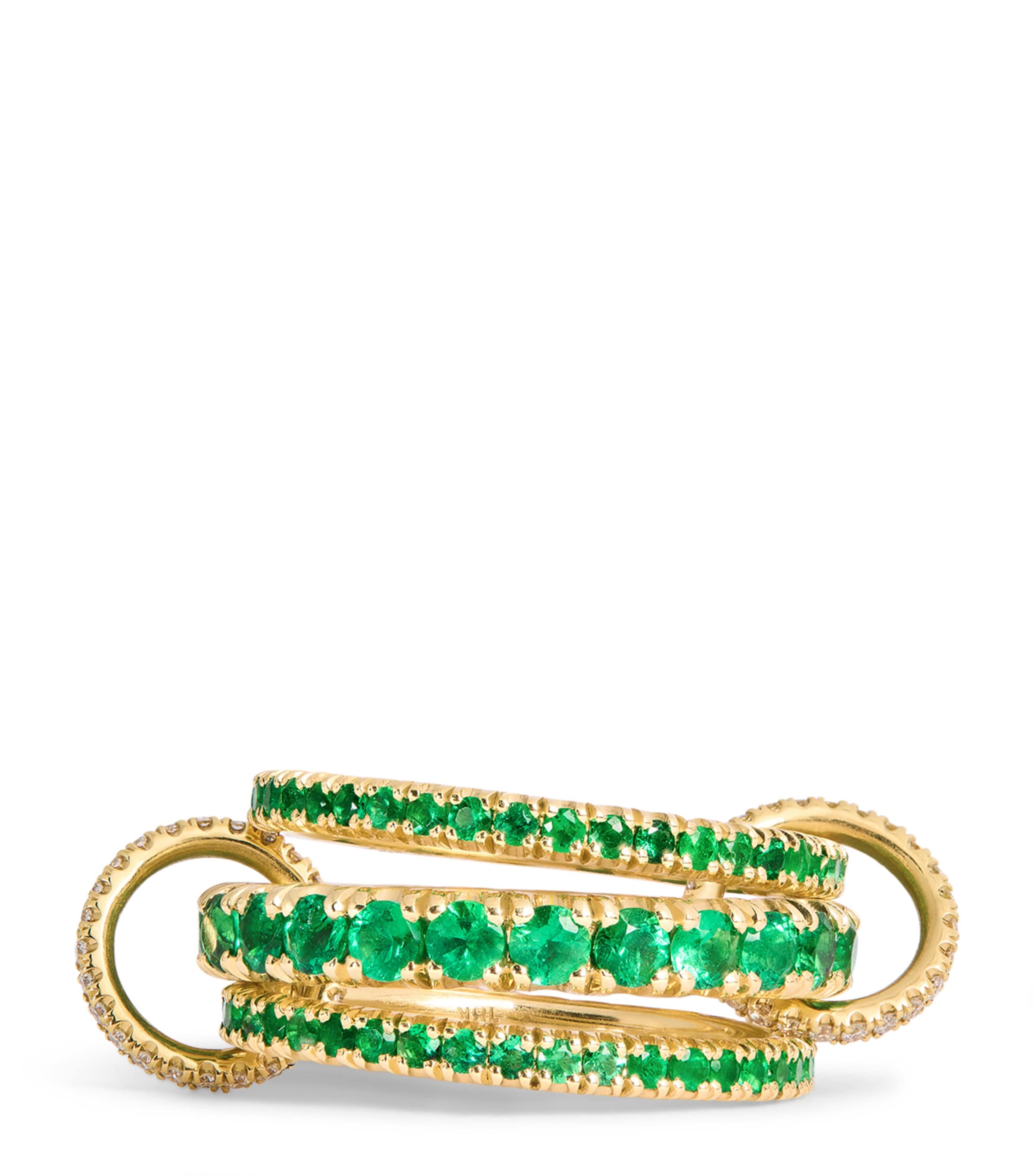 Spinelli Kilcollin Yellow Gold, Diamond And Emerald Pave Ring In Gold