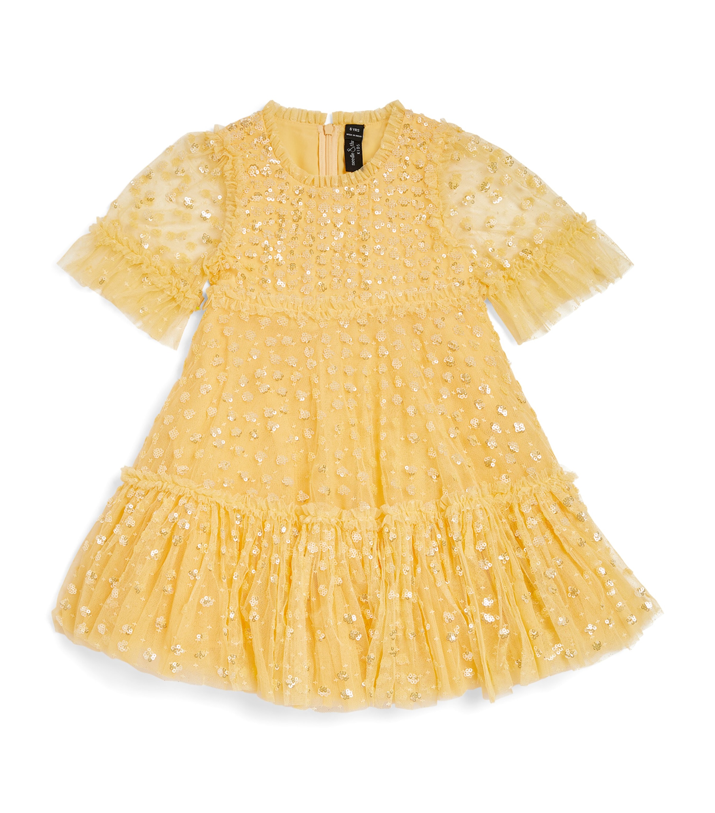 Needle & Thread Kids' Raindrop Sequin-embellished Dress In Yellow