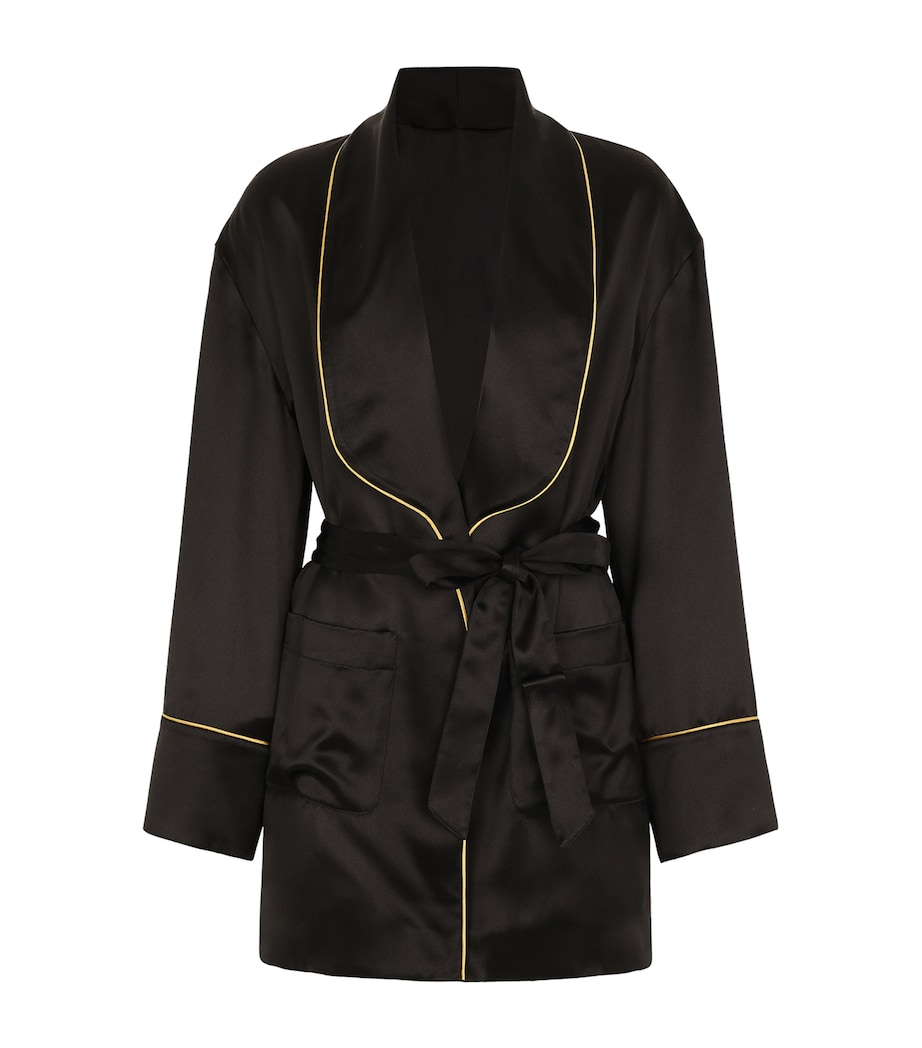 Silk Belted Robe N0000-BLACK Image 1