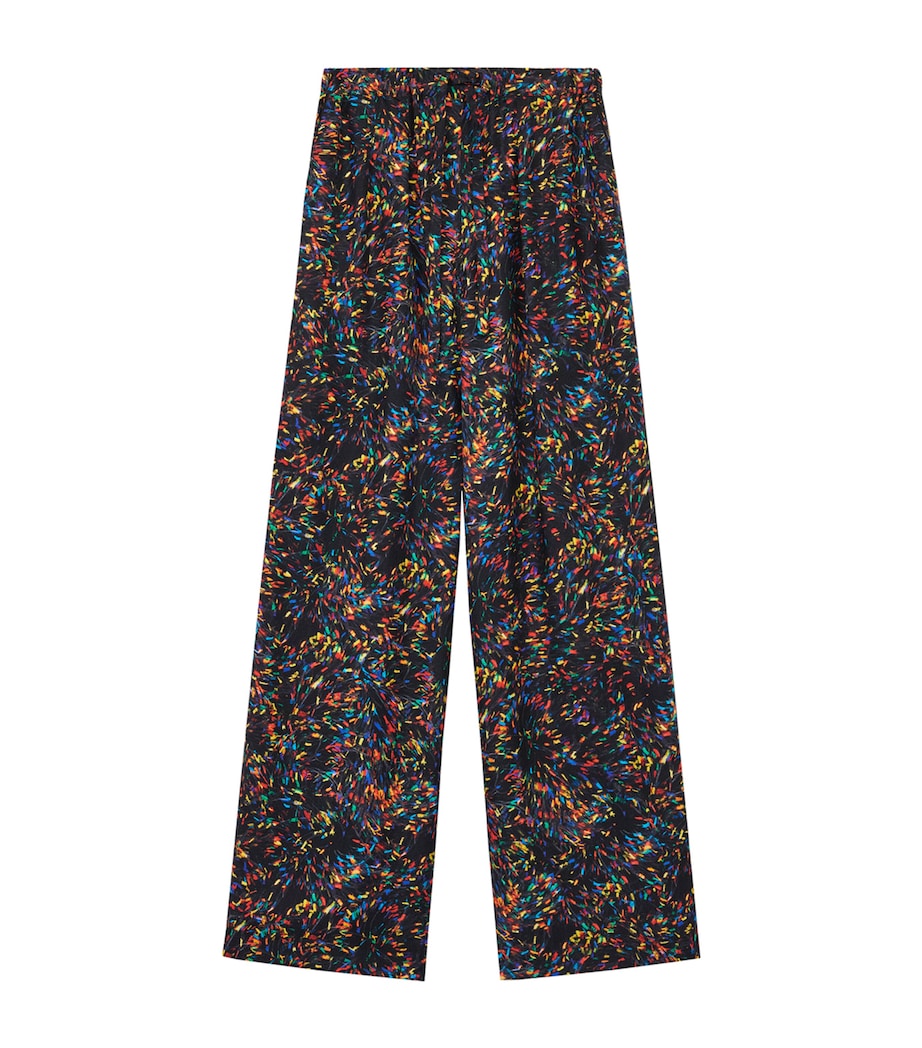 LOEWE Womens x Paula's Ibiza Silk-Blend Pyjama Trousers Black/multicolor Image 1