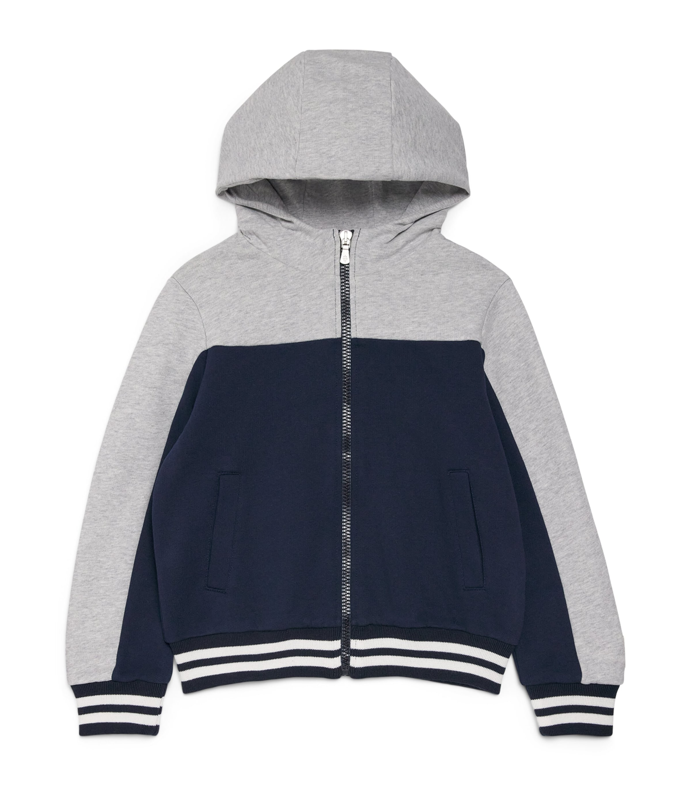 Eleventy Kids Cotton Tipped Zip-Up Hoodie (4-16 Years) Blue Image 1