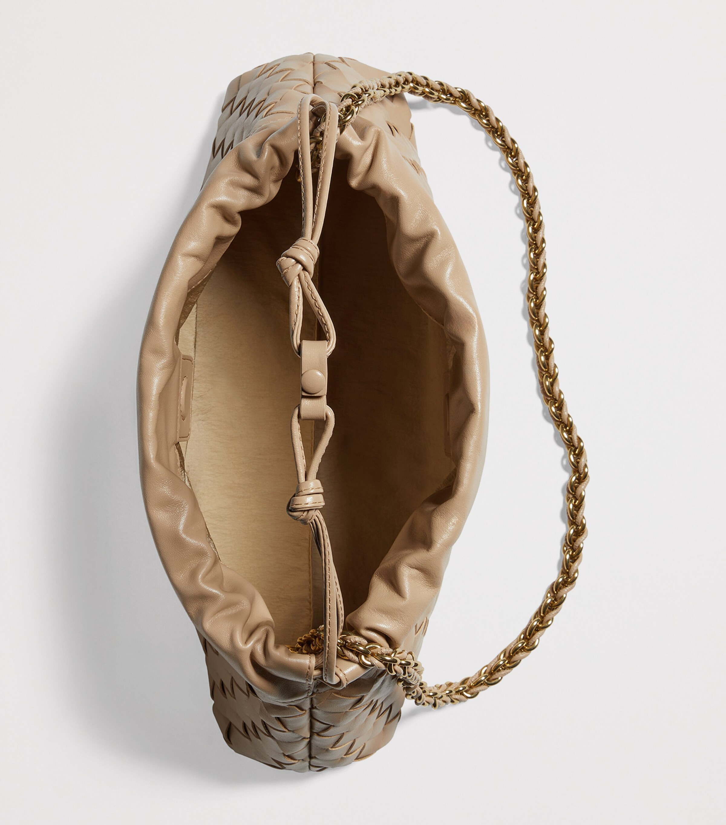 Bottega Veneta Neutral Intrecciato Leather Notte Shoulder Bag