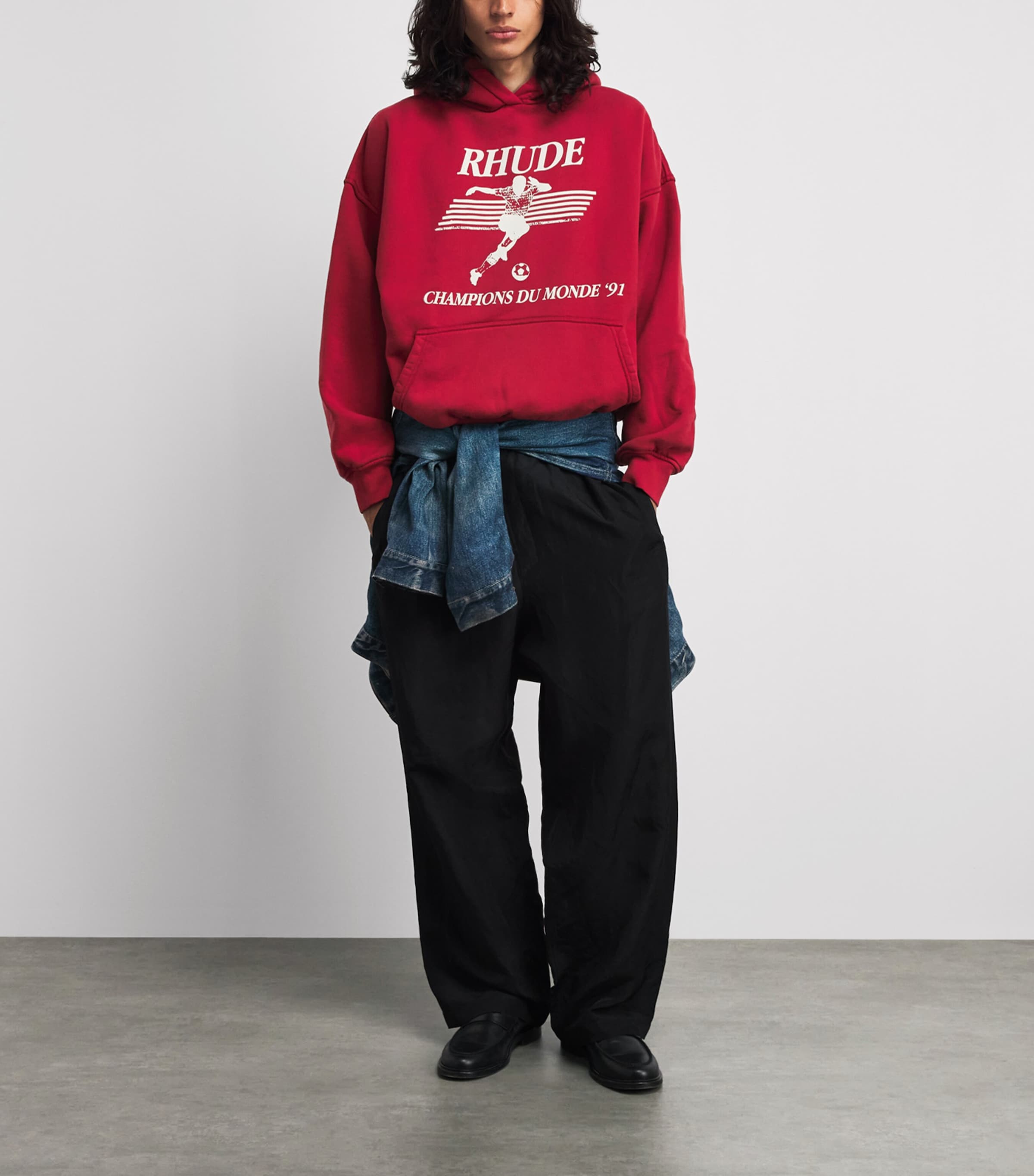 Rhude Mens Cotton Set Piece Hoodie Vntg Red/wht Image 2