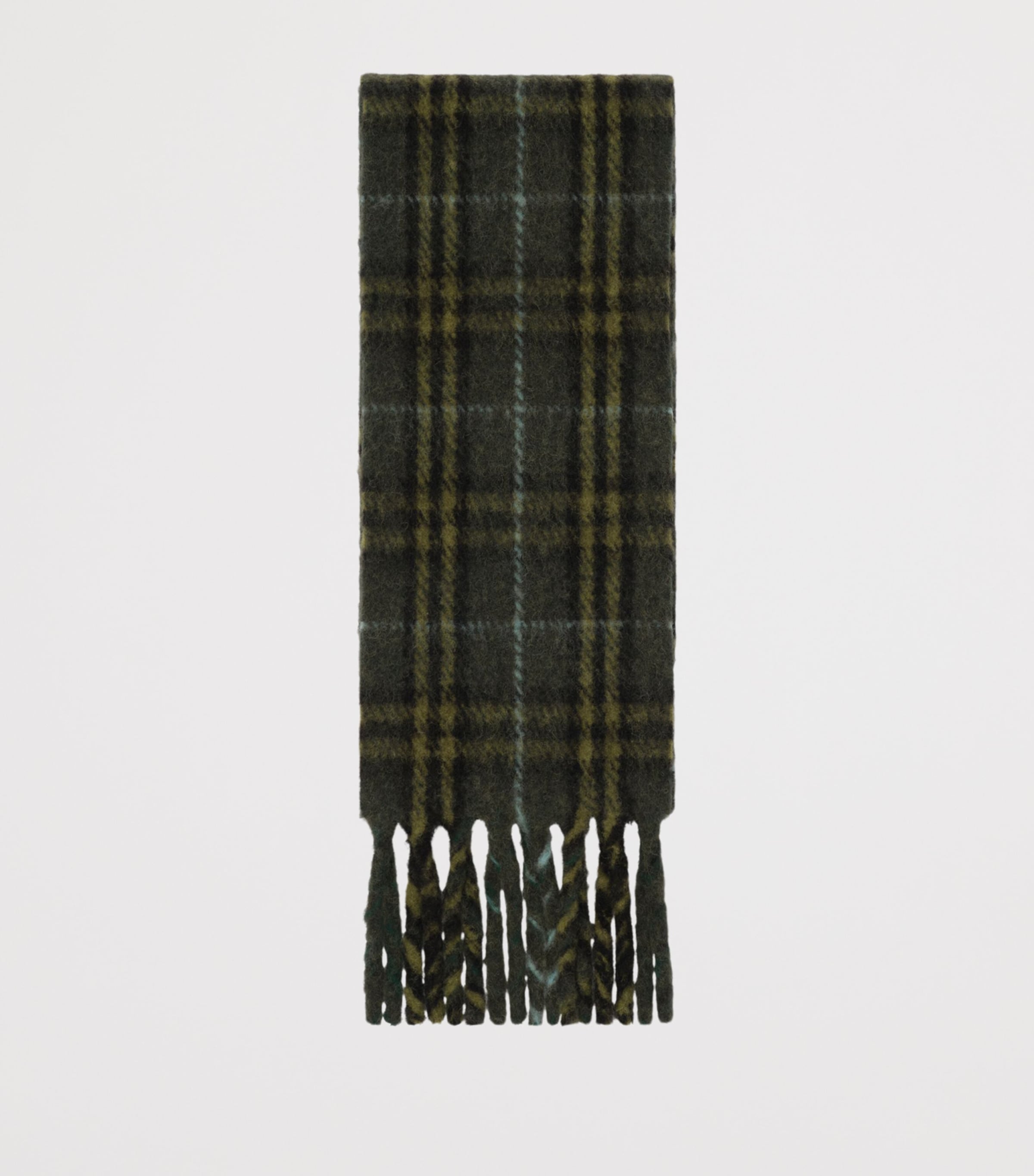 Burberry Wool-Blend Narrow Check Scarf Seaweed Green Image 4