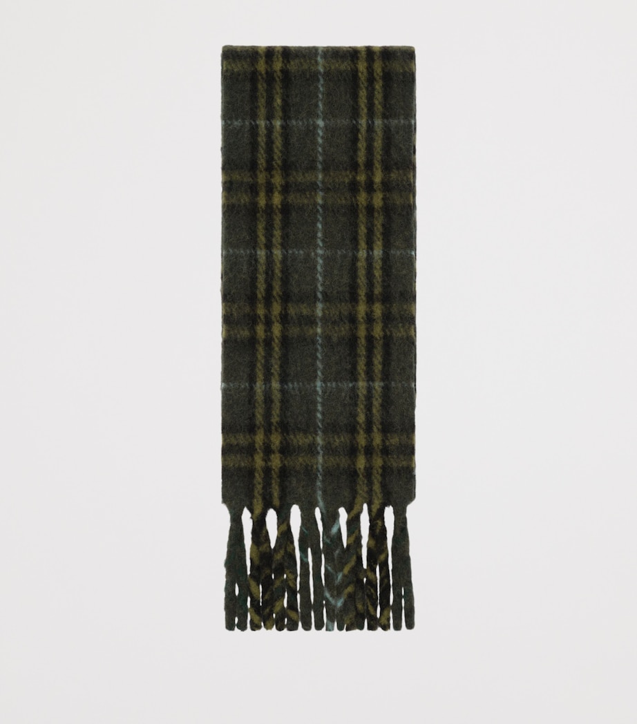 Burberry Wool-Blend Narrow Check Scarf Seaweed Green Image 4