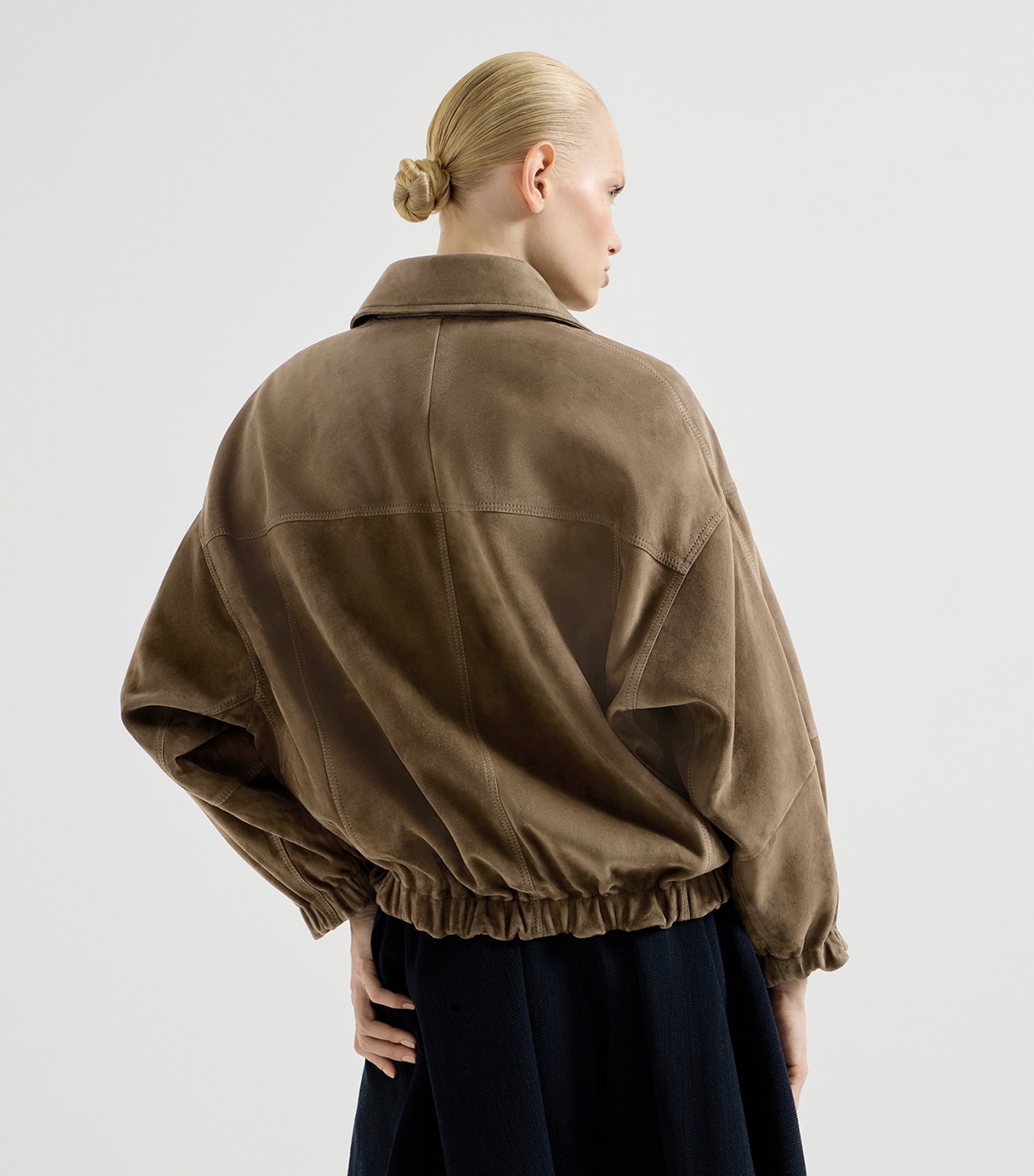Brunello Cucinelli Womens Suede Bomber Jacket Image 5