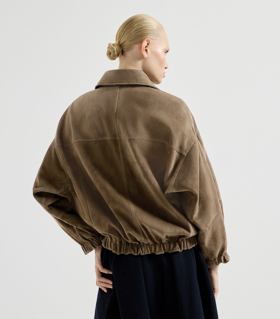 Brunello Cucinelli Womens Suede Bomber Jacket Image 5