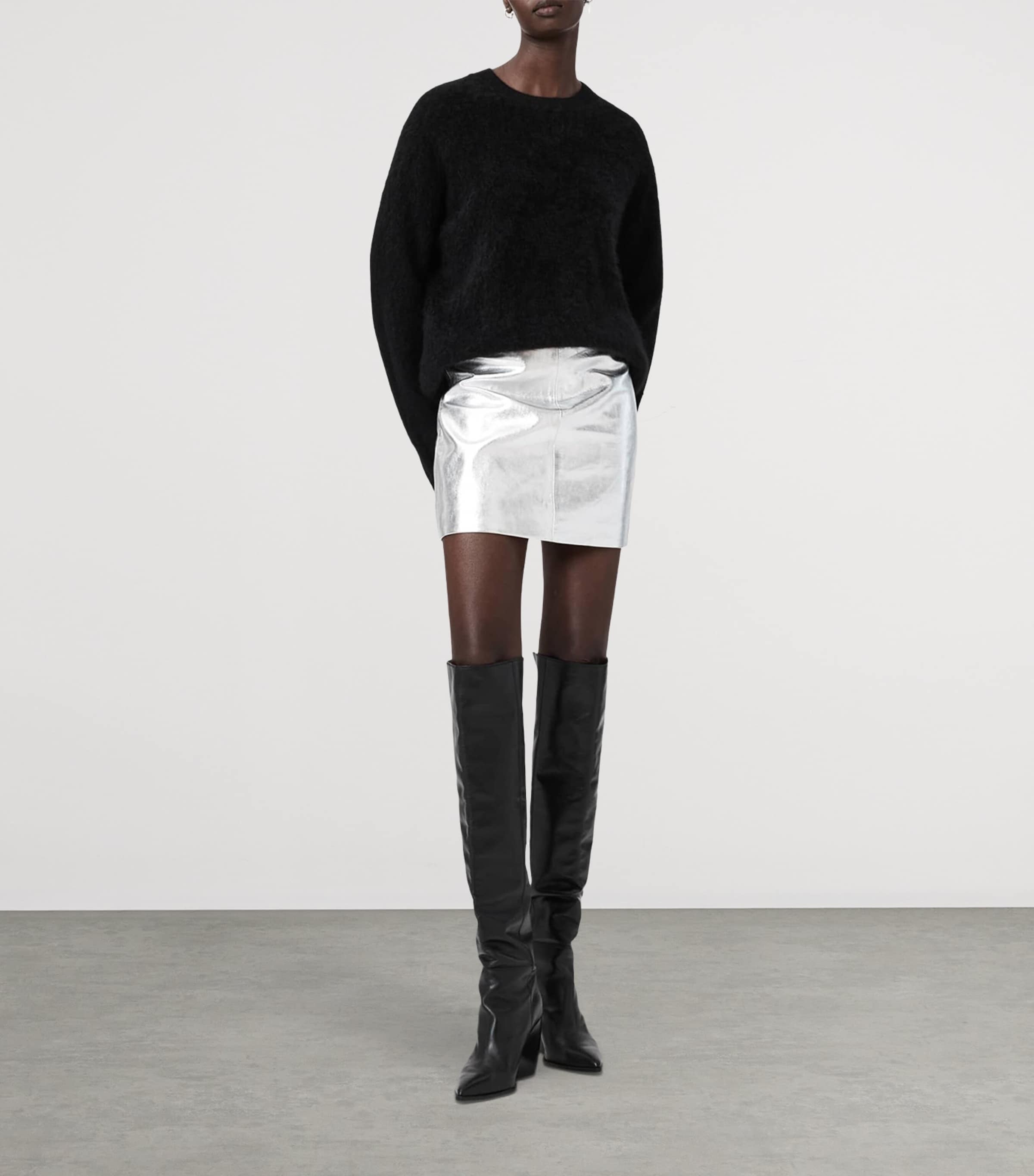 Metallic Leather Renai Mini Skirt SILVER Image 2