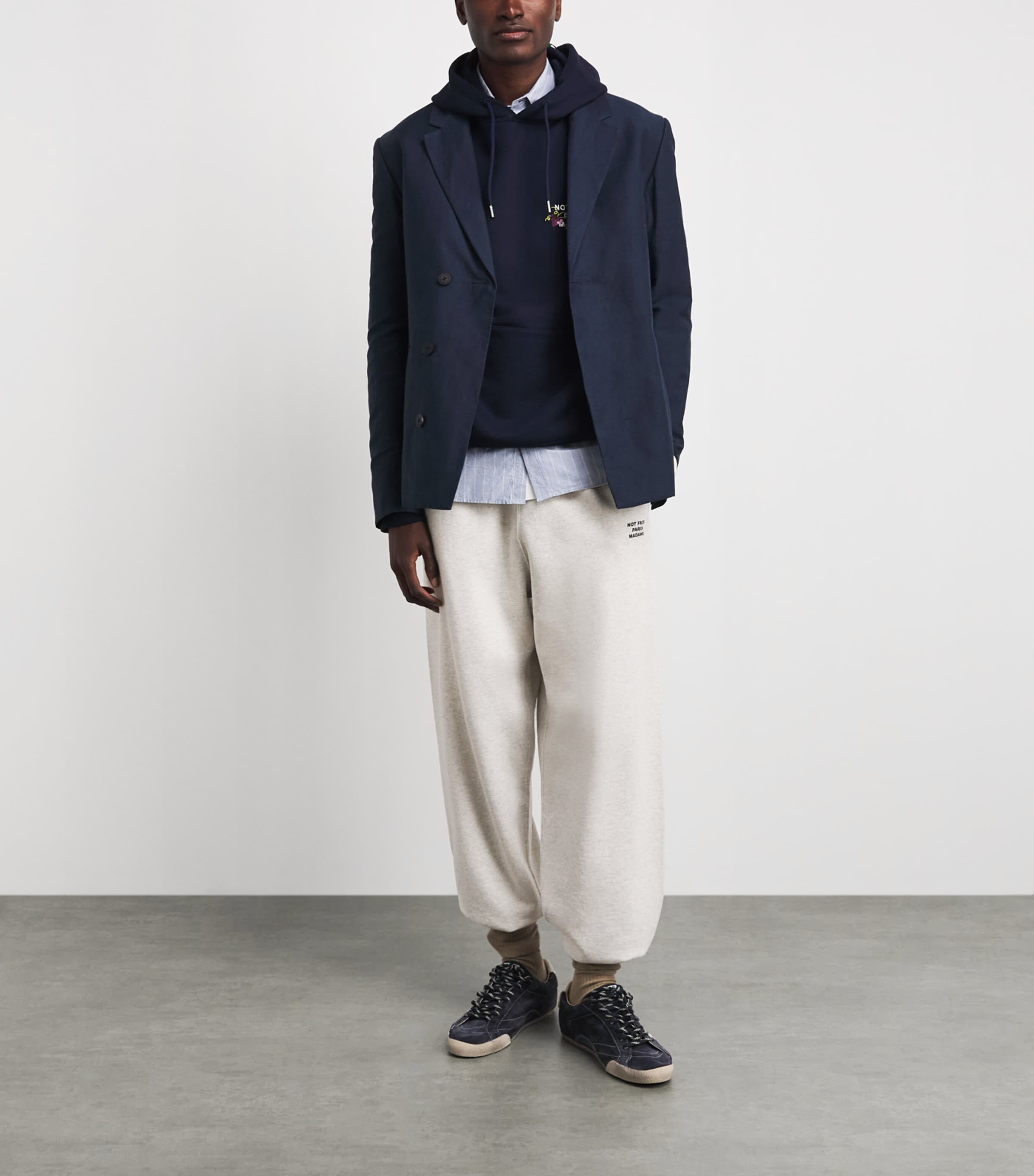 Drôle de Monsieur Mens Cotton Fleece Slogan Sweatpants Grey Image 2
