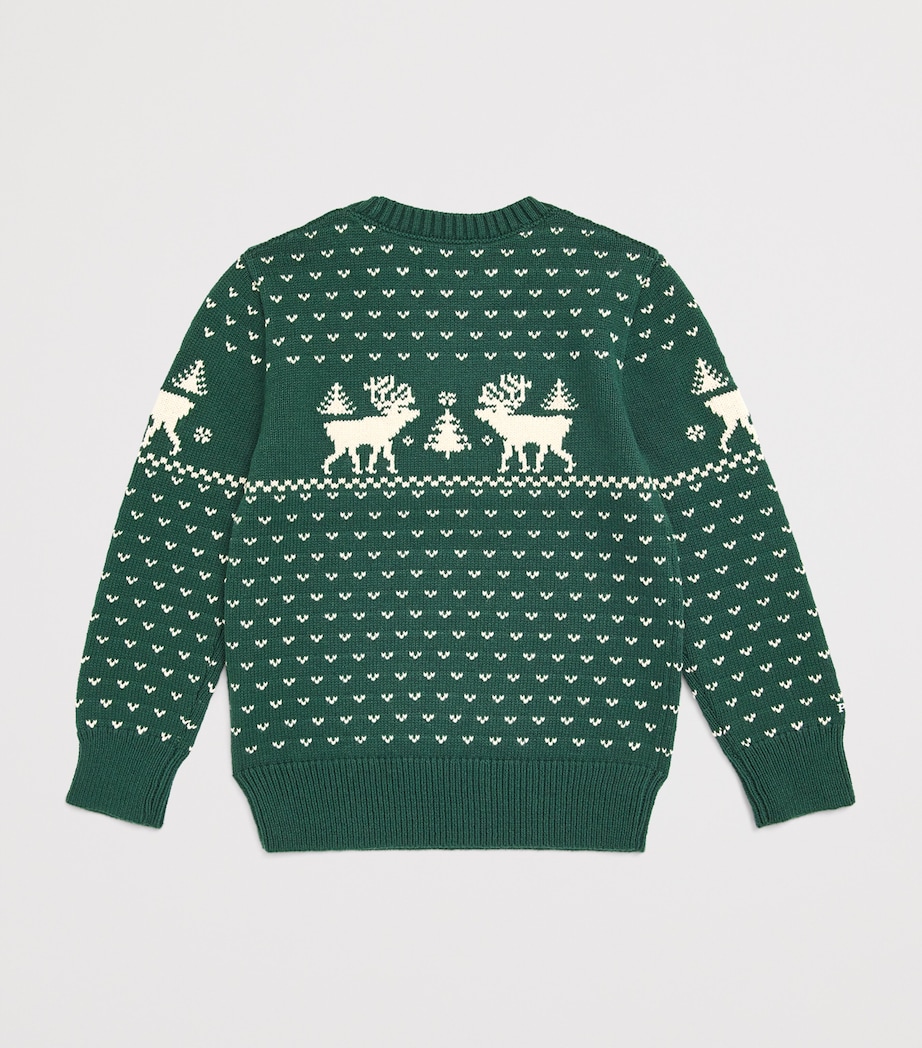 Cotton-Wool-Blend Reindeer Sweater (2-7 Years) OLIVE Image 2